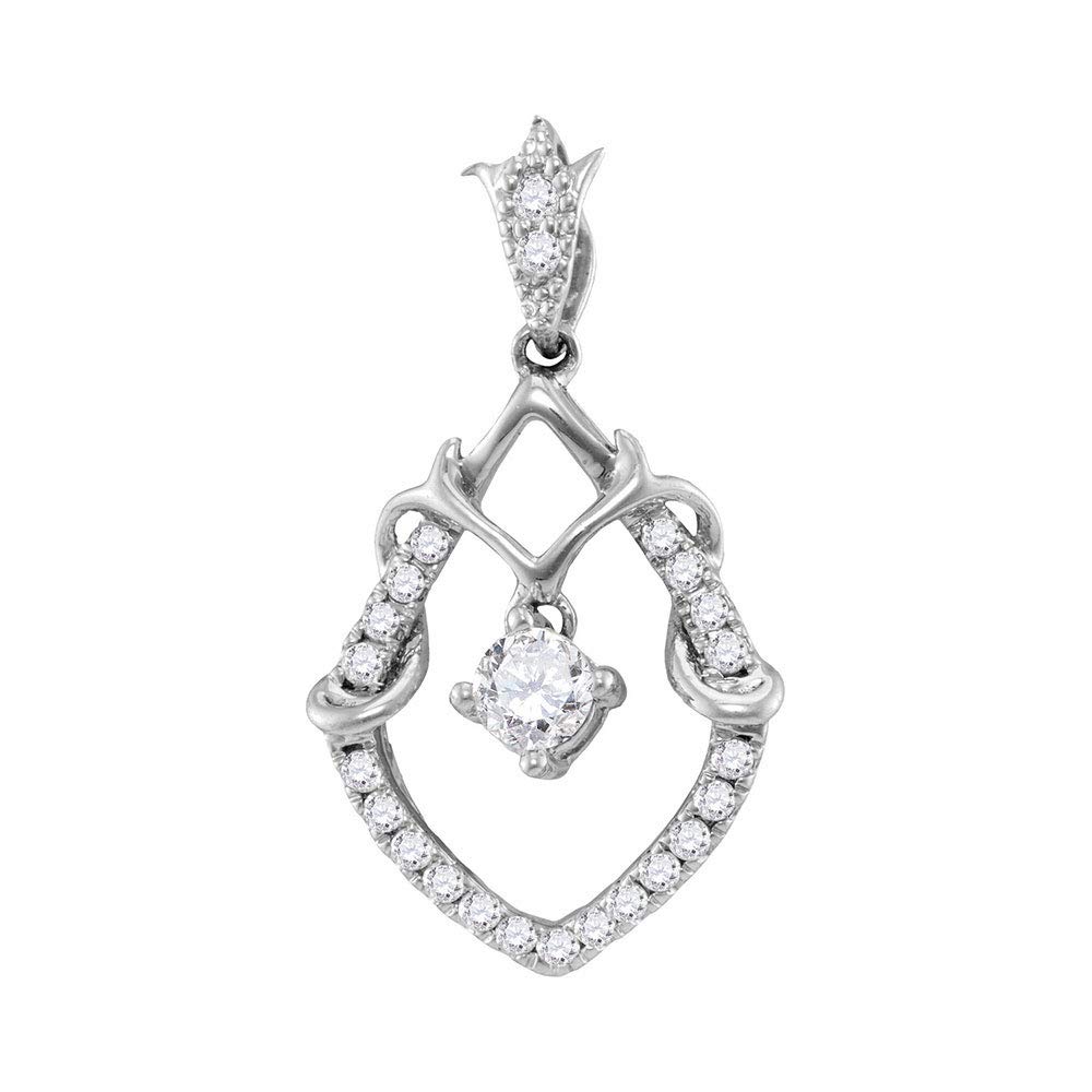 10K White Gold Women's Round Diamond Solitaire Pendant Necklace - 1/4 Carat Total Weight (CTTW) - Perfect for Everyday Wear, Anniversary Gifts & Special Occasions