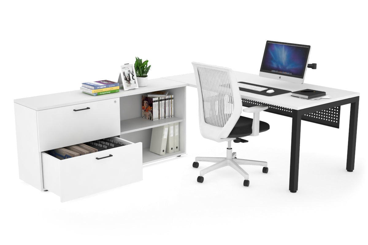 Quadro Square Executive Black Frame Office Desk [1800L x 700W] - Modern Workspace Solution for Home & Business Offices