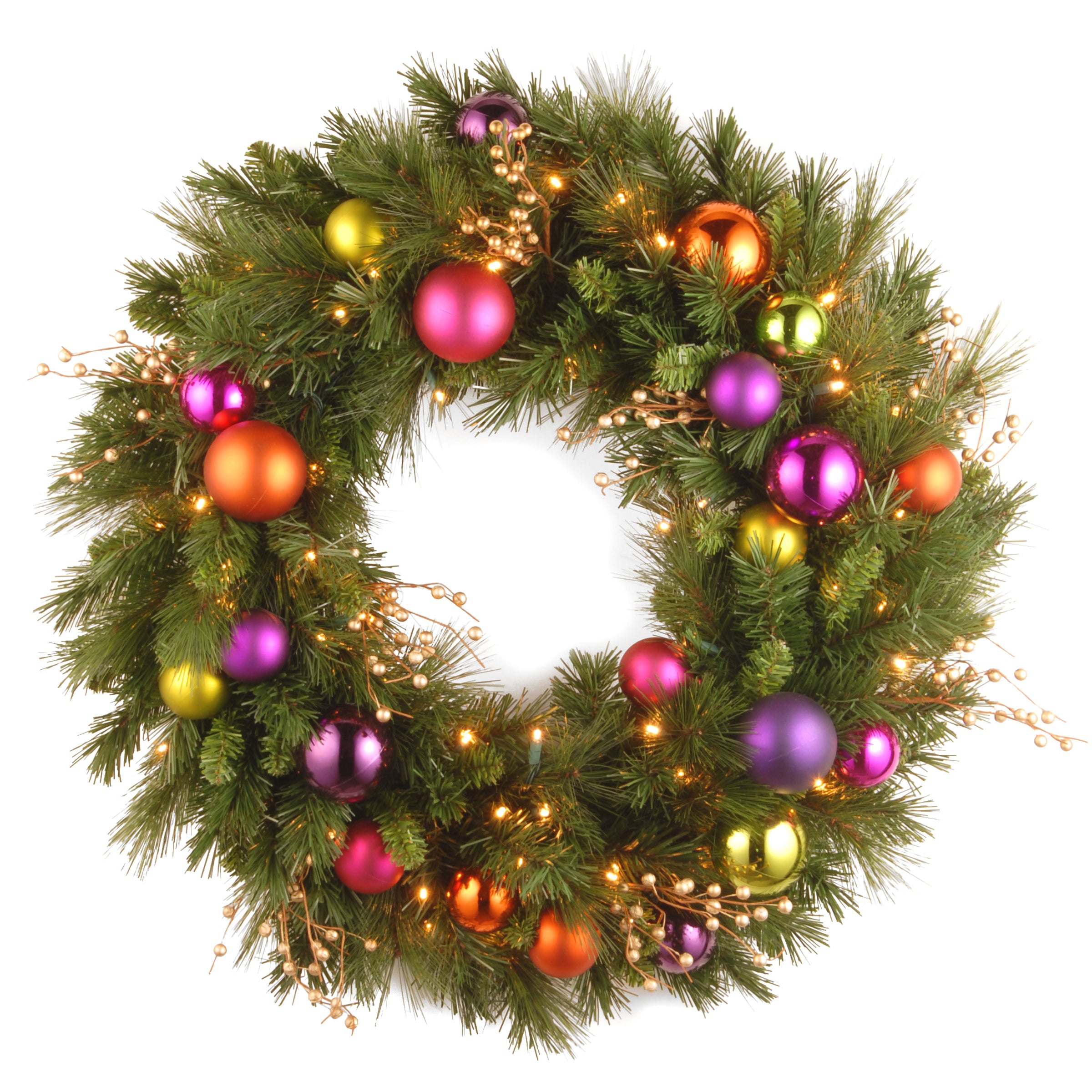 30 Inch Pre-Lit Kaleidoscope Wreath with Warm White LED Lights - Perfect for Christmas, Front Door Decor, and Holiday Home Decoration
