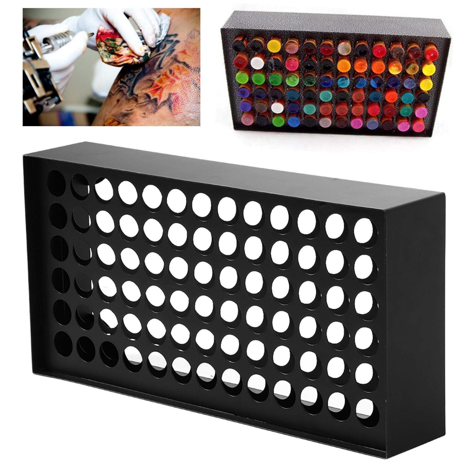 78-Hole Pigment Bottle Holder - Wall Mounted Body Art Ink Rack Organizer for Tattoo & Airbrush Artists - Durable Iron Ink Display Stand for Studio & Salon Organization