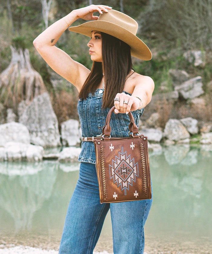 Montana West Aztec Embroidered Mini Crossbody Purse for Women - Stylish Boho Handbag with Adjustable Strap, Perfect for Travel, Shopping & Daily Use