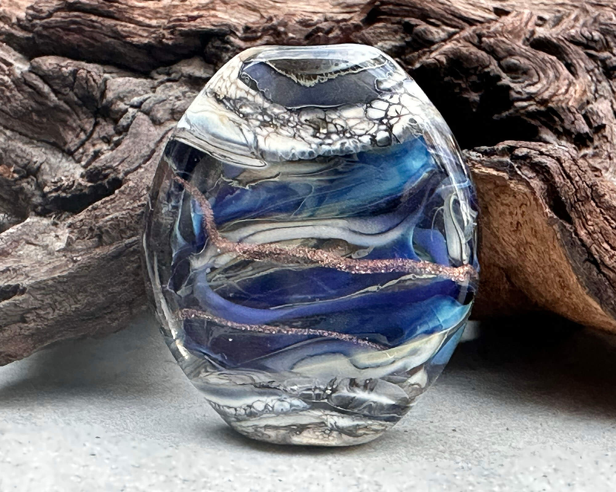 Blue Pearl Organic Lampwork Focal Bead SRA - Handmade Glass Bead for Jewelry Making, DIY Crafts & Beading Projects