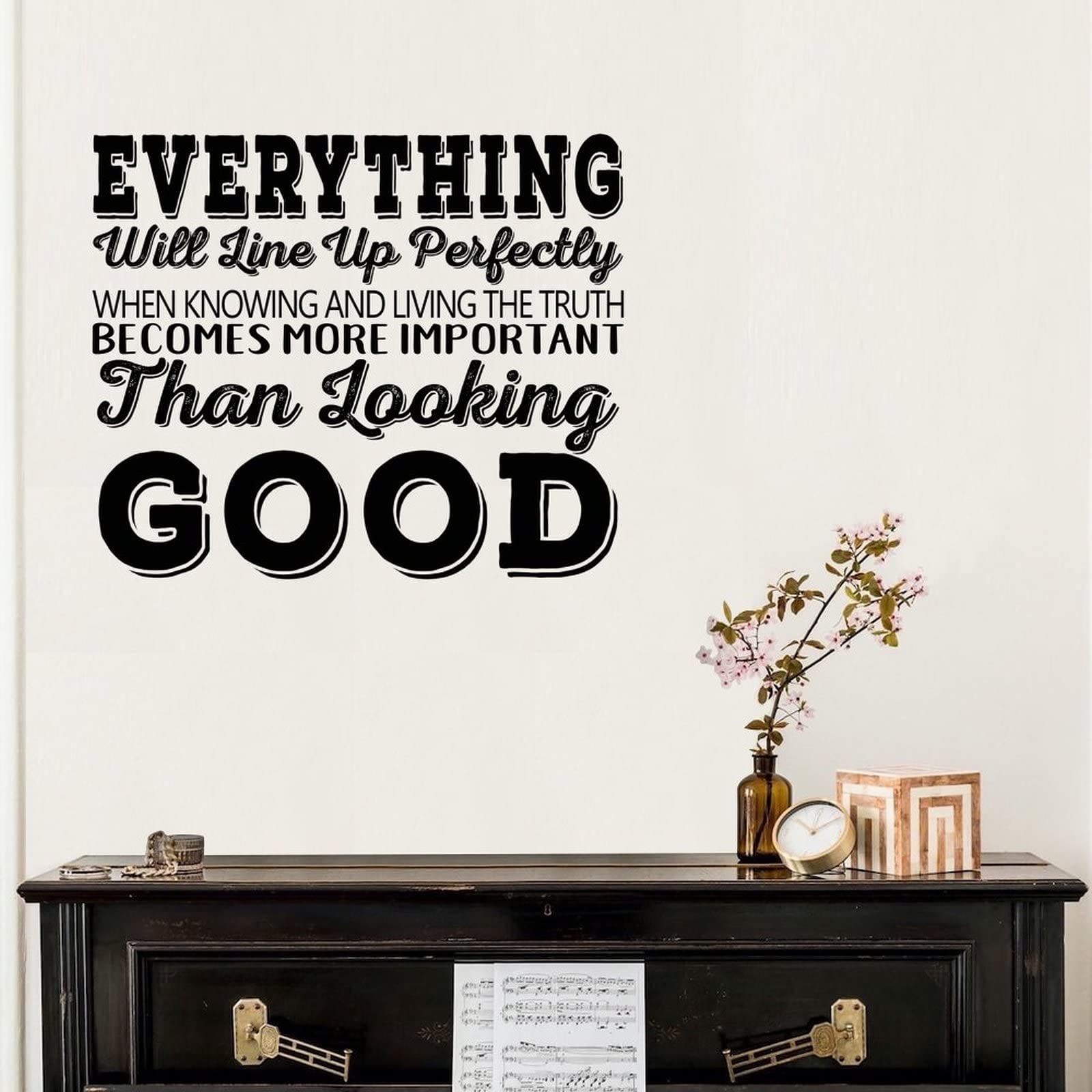 Everything Will Line Up Perfectly Self-Adhesive Vinyl Wall Stickers for Kitchen, Home, Office, School Decor - Easy Peel & Stick Decals for Walls, Tumblers, and More