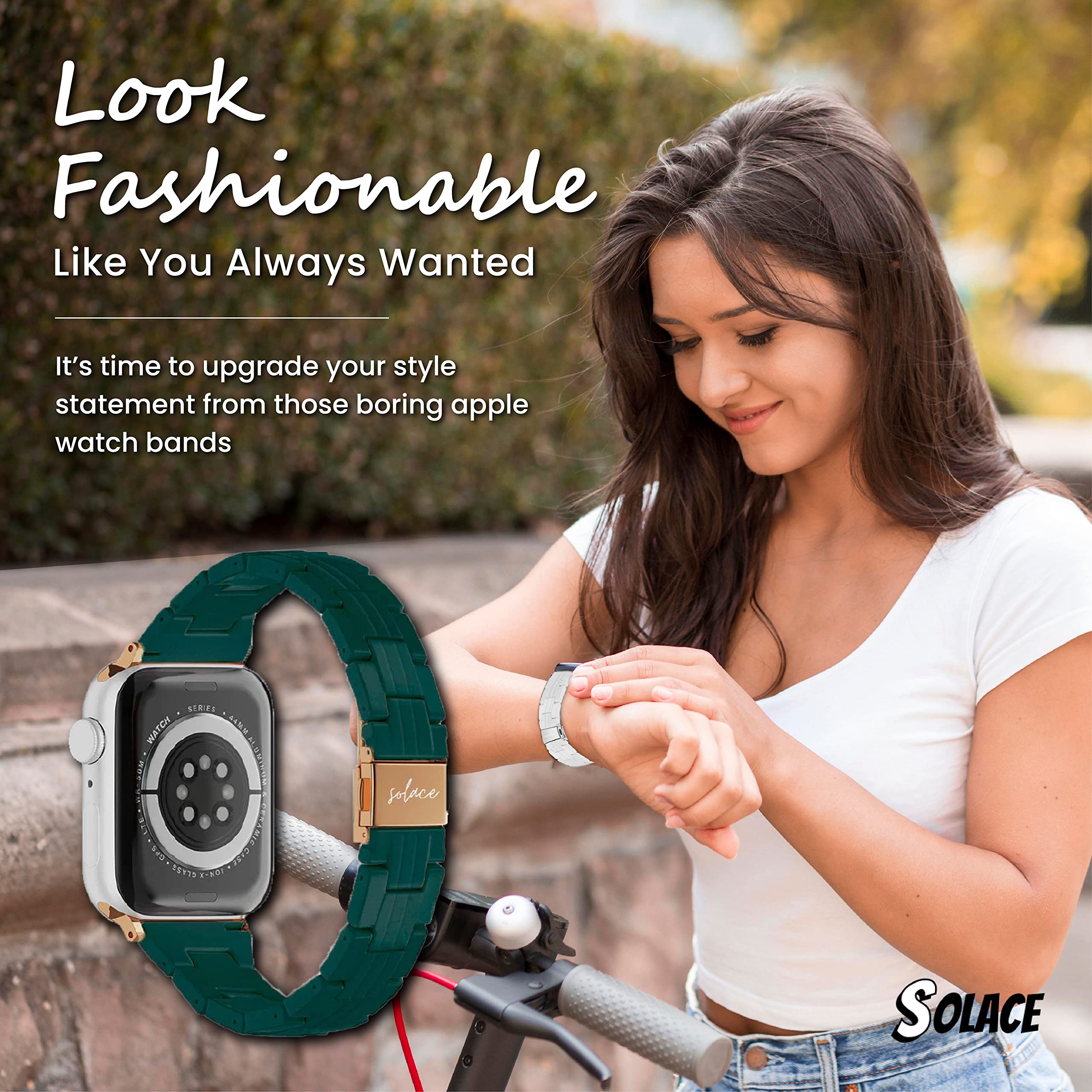 Solace Bands Slim Matte Resin Watch Band - Universal Fit for Apple Watch 38mm 40mm 41mm 42mm 44mm 45mm 49mm (All Series & Ultra) - Durable Unisex Replacement Strap for Workout, Office & Everyday Wear