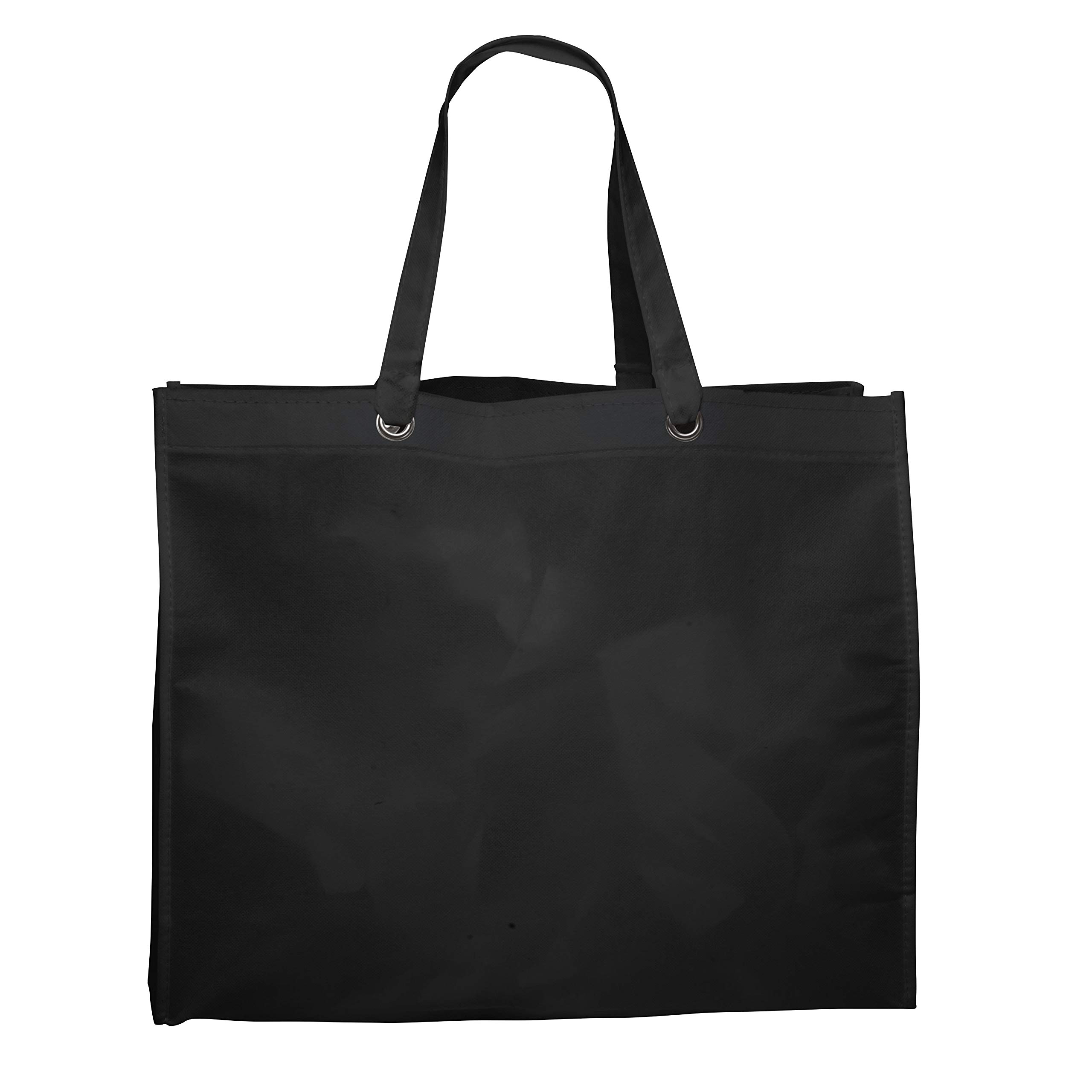 10 Pack Reusable Canvas Shopping Tote Bags - Eco-Friendly Grocery Bags for Shopping, Travel & Storage - Black