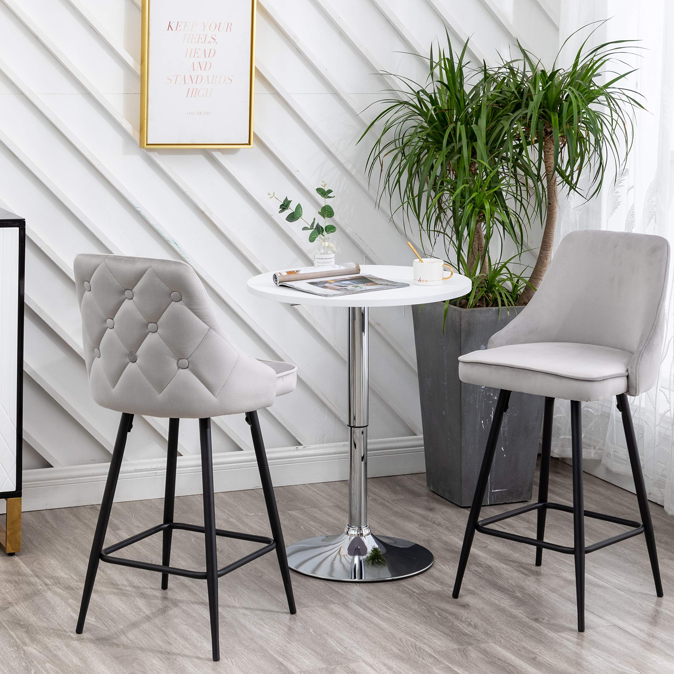 BTEXPERT® Set of 2 Premium Upholstered Dining Bar Stools - 25