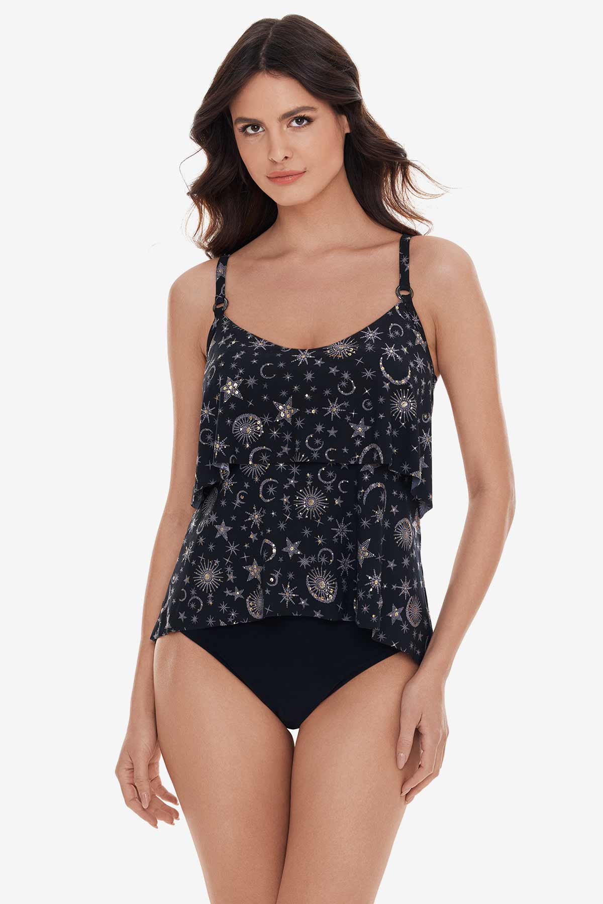 Grace Women's Lucky Stars Print Tankini Top - Swimwear for Beach, Pool & Summer Vacations