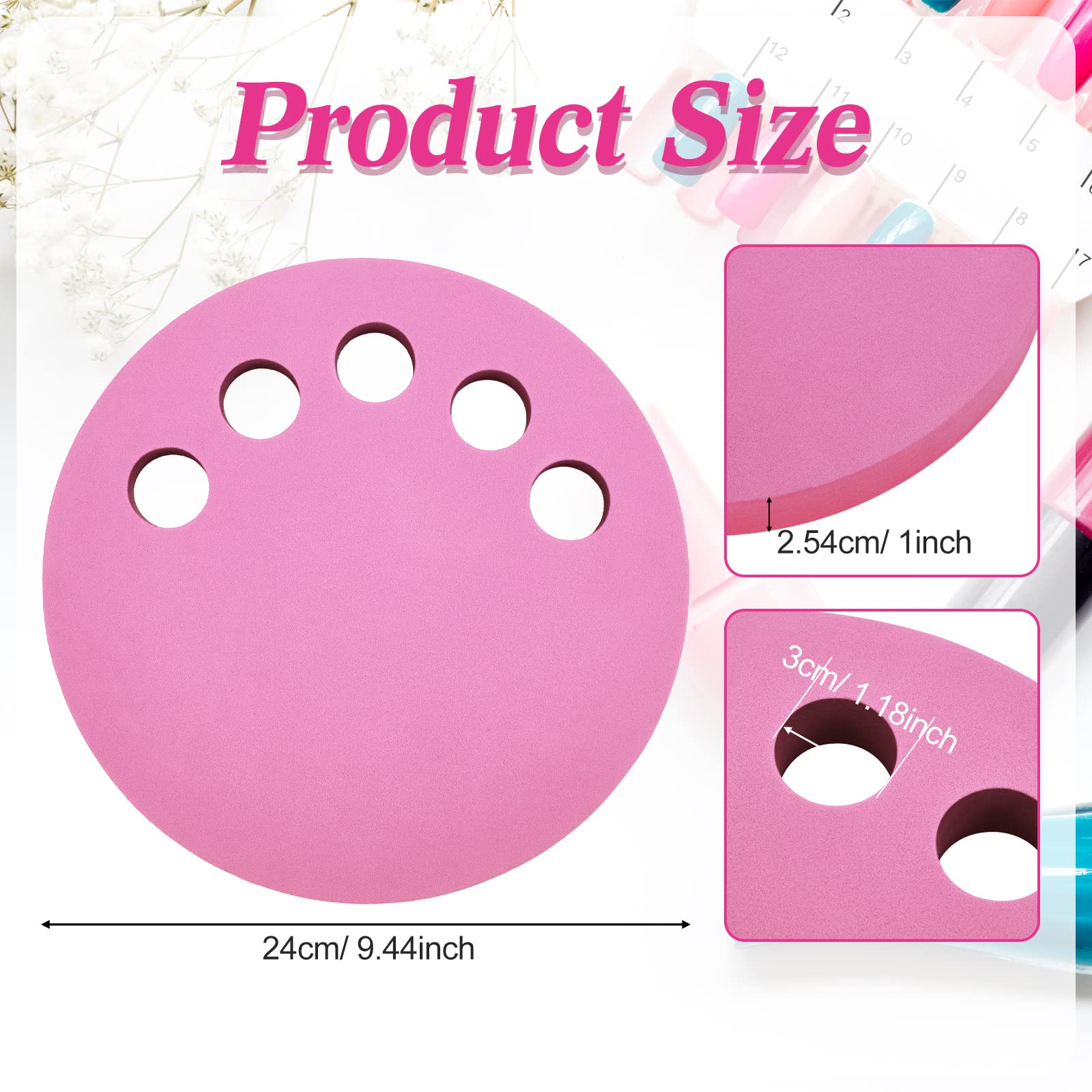 Weysat 2-in-1 Anti-Spill Nail Polish Holder Stand & Organizer - Pink Manicure Hand Rest Work Station for Professional Nail Art, DIY Home Salon, and Spa Pedicure Accessories