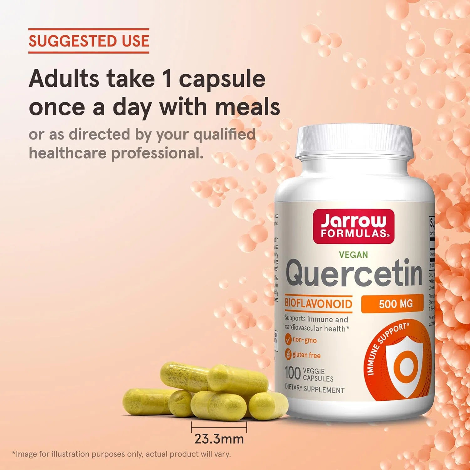 Jarrow Formulas Quercetin 500mg Supplement - Antioxidant Support for Immune Health & Allergy Relief - Daily Wellness & Seasonal Support