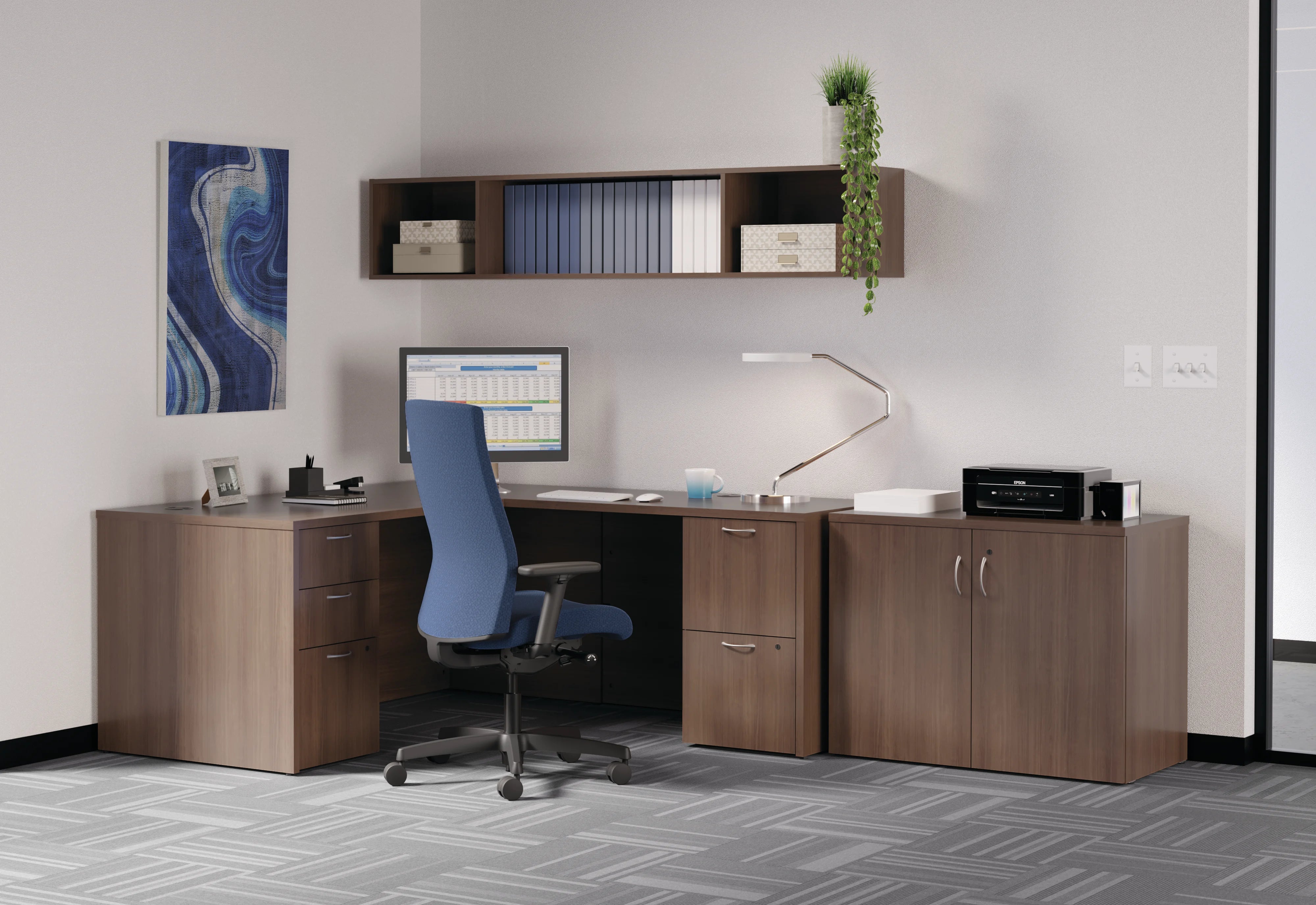 HON Ignition Upholstered Mid Back Office Chair - Ergonomic Mesh Task Chair with Adjustable Lumbar Support for Home & Office Workspace - Perfect for Long Hours of Computer Work and Video Conferencing