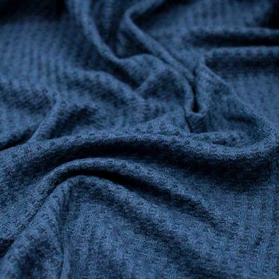 Teal Denim Waffle Rayon Spandex Open Knit Fabric - Soft Stretchy Textured Material for DIY Clothing, Home Decor & Craft Projects