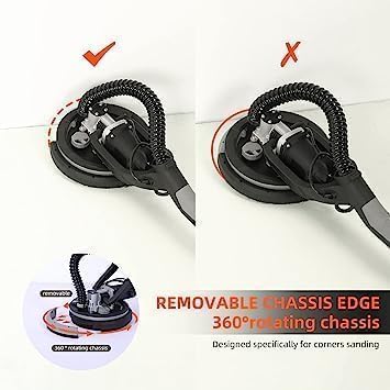 750W Electric Drywall Sander with Vacuum Dust Collection - 7 Speed Adjustable (900-1800 RPM) LED Light Drywall Sander Kit, Includes 14 Sanding Discs & Extendable Handle - Perfect for Home Renovation, Wall Smoothing and DIY Projects