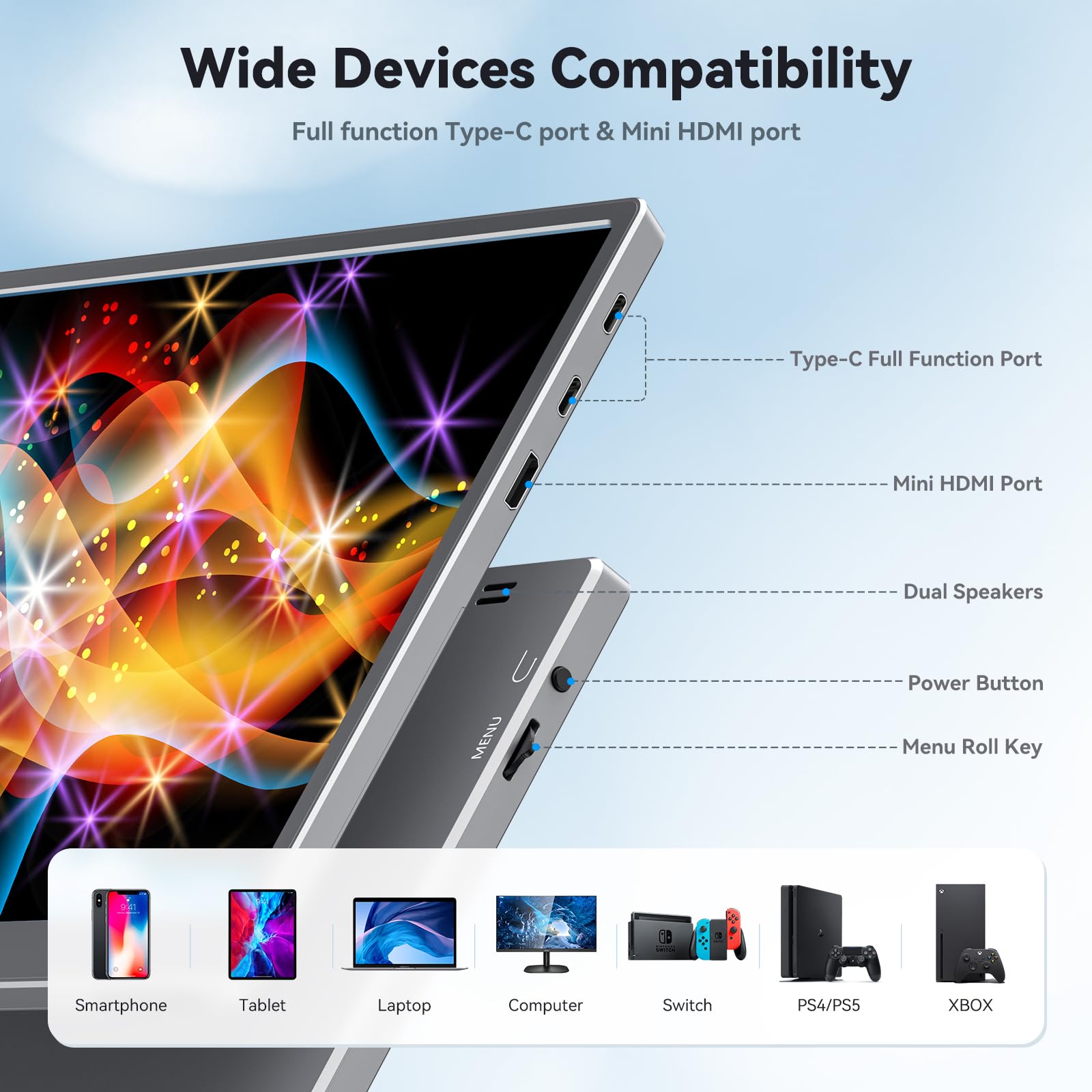 Eyoyo 10.5 Inch Portable Monitor for Laptop - 1920x1280P FHD IPS Screen, 100% sRGB, Eye Care Technology, USB-C & HDMI External Display - Perfect for PC, Mac, Phone, Xbox, PS5/4 - Ideal for Work, Gaming, Travel & Home Office Use