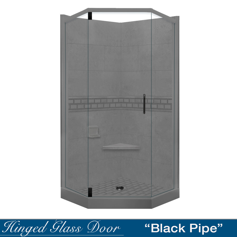 Neo Angle Wet Cement Sistine Stone & Subway Tile Shower Remodel Kit - DIY Bathroom Renovation for Modern Home Upgrade
