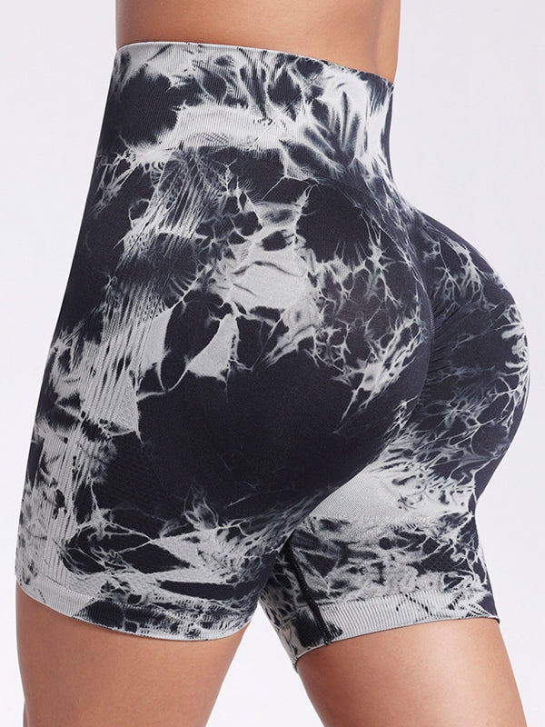 ZASUWA Women's Seamless Tie-Dye High Waisted Skinny Shorts - Trendy Summer Fashion for Gym, Yoga, Beach & Casual Wear