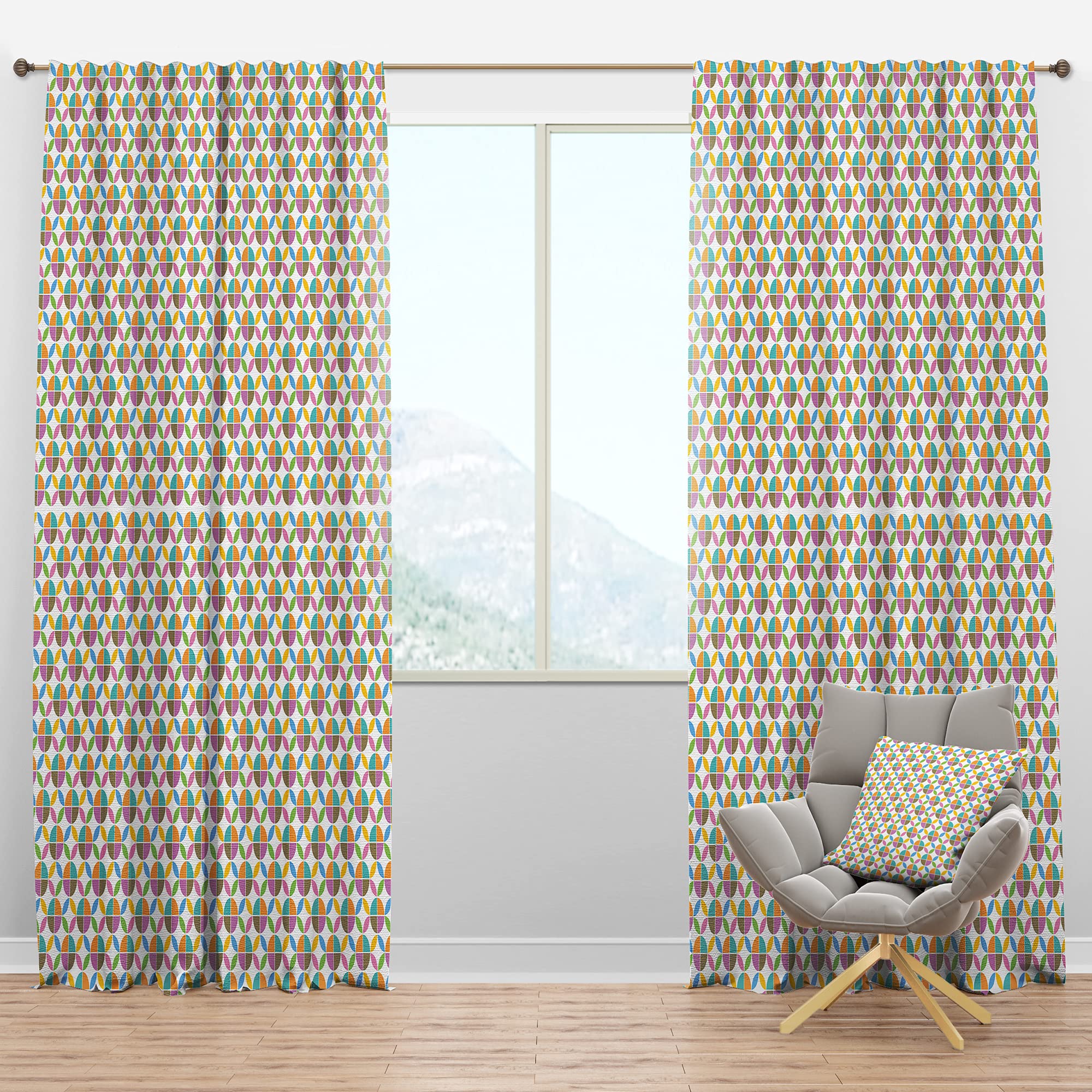 DesignQ Blackout Curtains - Retro Geometric Pattern Thermal Insulated Drapes for Bedroom & Living Room (52x120, Single Panel) - Perfect for Home Decor, Light Blocking & Energy Saving
