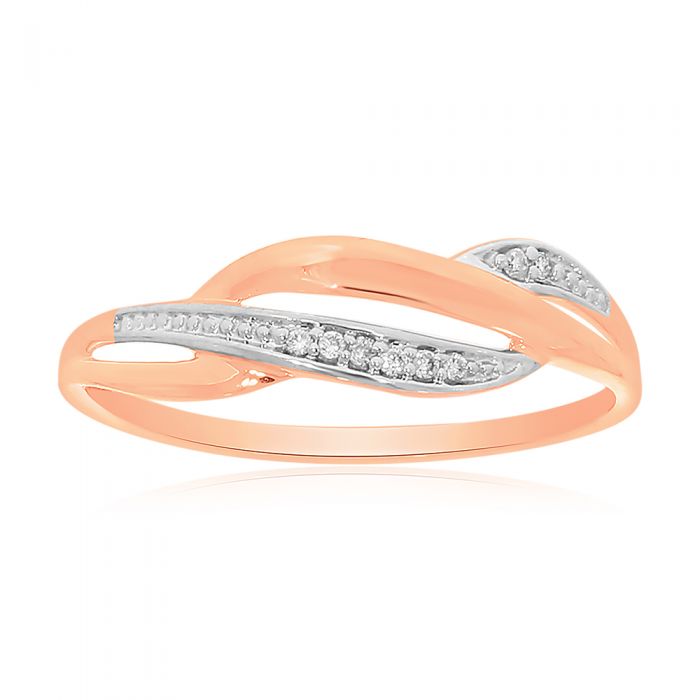 9ct Rose Gold Diamond Ring with 8 Brilliant Cut Diamonds - Elegant Jewelry for Engagement, Wedding & Anniversary Gifts