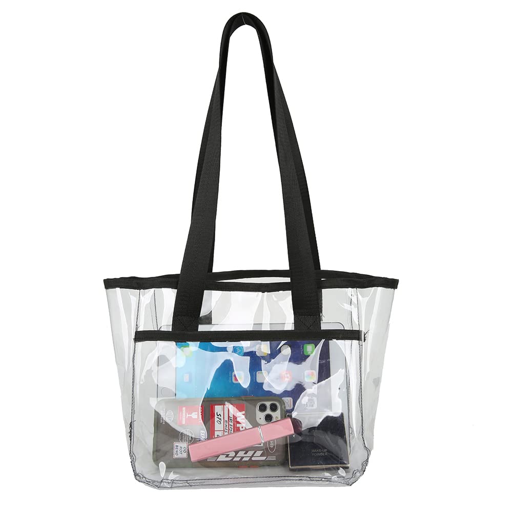 AIZHIYI Women's Summer Transparent PVC Shoulder Bag - Waterproof Beach Tote Purse for Women, Fashionable Clear Handbag for Pool, Travel, Shopping (Black)