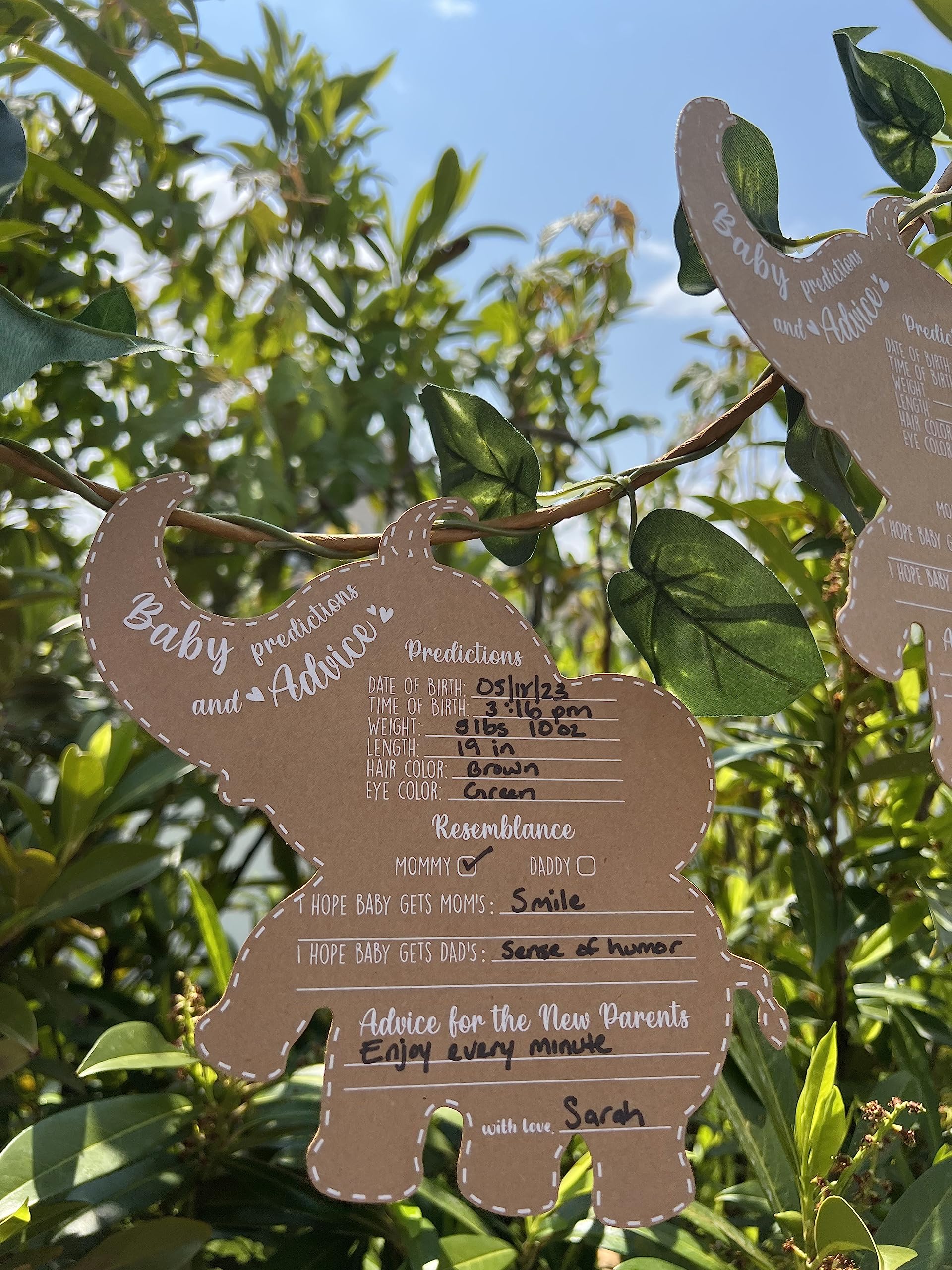 **Baby Shower Games & Advice Cards for Parents to Be - Elephant Safari Jungle Theme - Set of 50 - Perfect for Baby Showers, Gender Reveals & Nursery Decor**