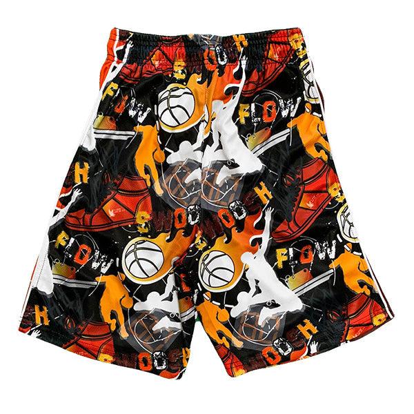 Boys' Athletic Shorts with Swoosh Design - Black & Red Attack Style for Running, Basketball & Casual Wear