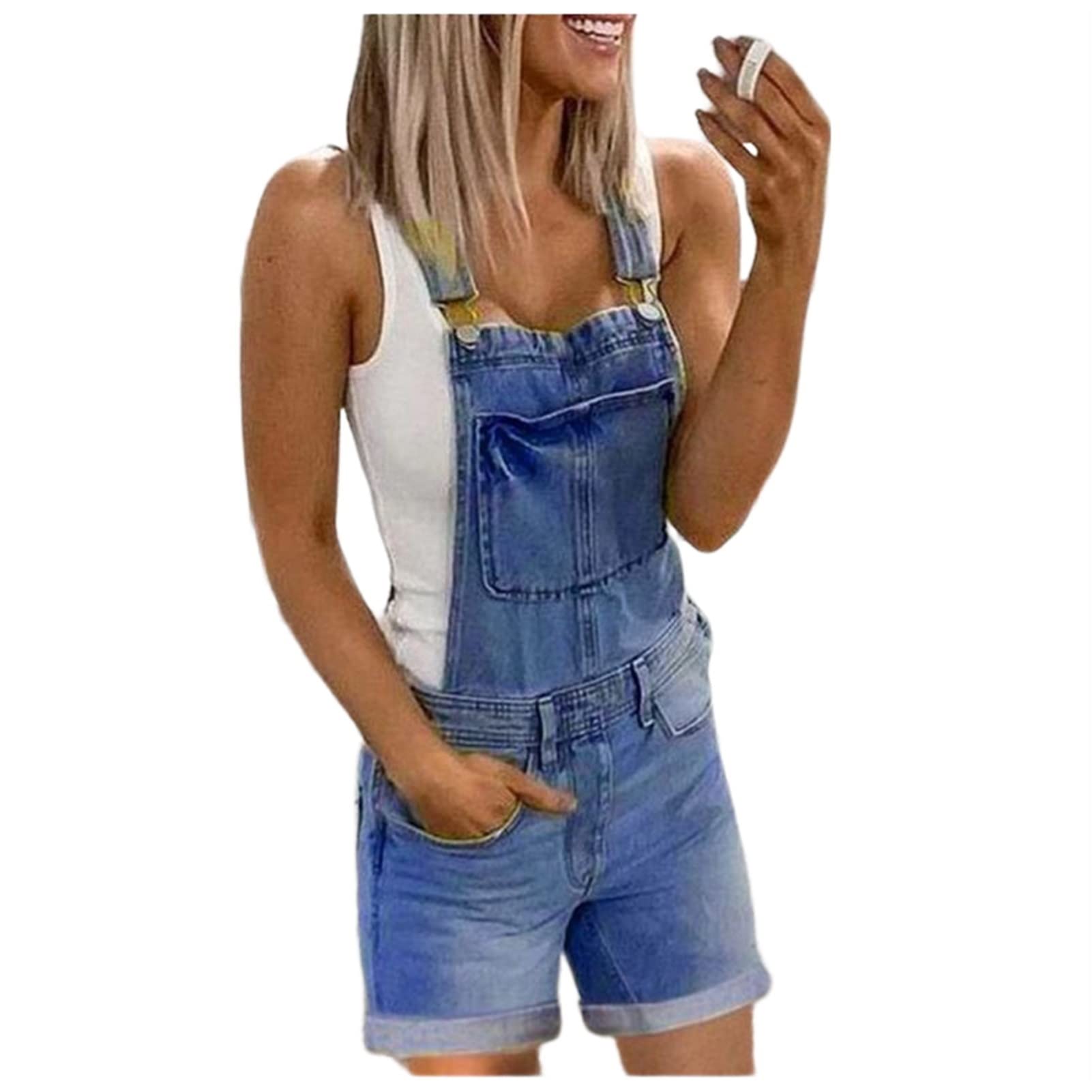 Women's Slim Fit Denim Jumpsuit - Stretch Jean Dungarees Overalls with Adjustable Straps | Casual Outfit for Women | Perfect for Everyday Wear, Work, and Outdoor Activities