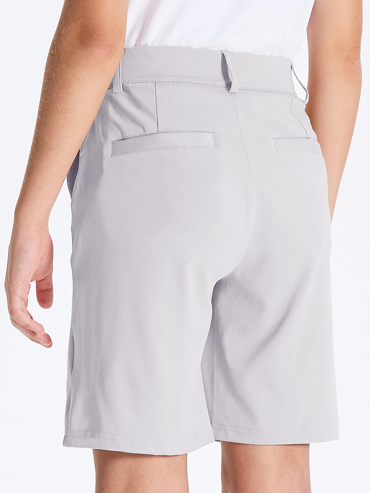 DEVOROPA Boys' Stretch Golf Shorts - Flat Front Chino Hybrid Twill Casual Shorts with Pockets for Youth & Kids | Perfect for School Uniform, Golfing & Everyday Wear