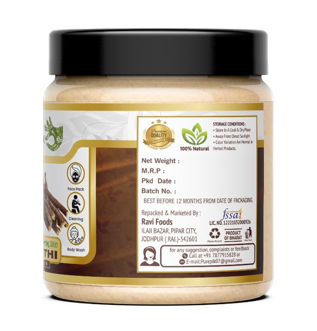 Pure Pik Organic Mulethi Powder (Licorice Root Powder) - 200g Jar for Skin Care, Face Masks & Herbal Tea | Yashtimadhu Powder for Glowing Skin & Digestive Health
