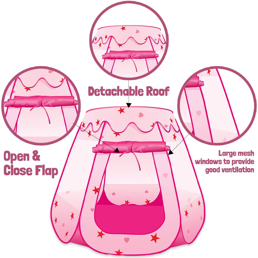 **ArtCreativity Princess Pop Up Play Tent for Kids - Foldable Indoor & Outdoor Playhouse with Carry Bag, Ball Pit Toys for Toddlers Ages 3-4 - Perfect for Birthday Gifts, Pretend Play & Backyard Fun**