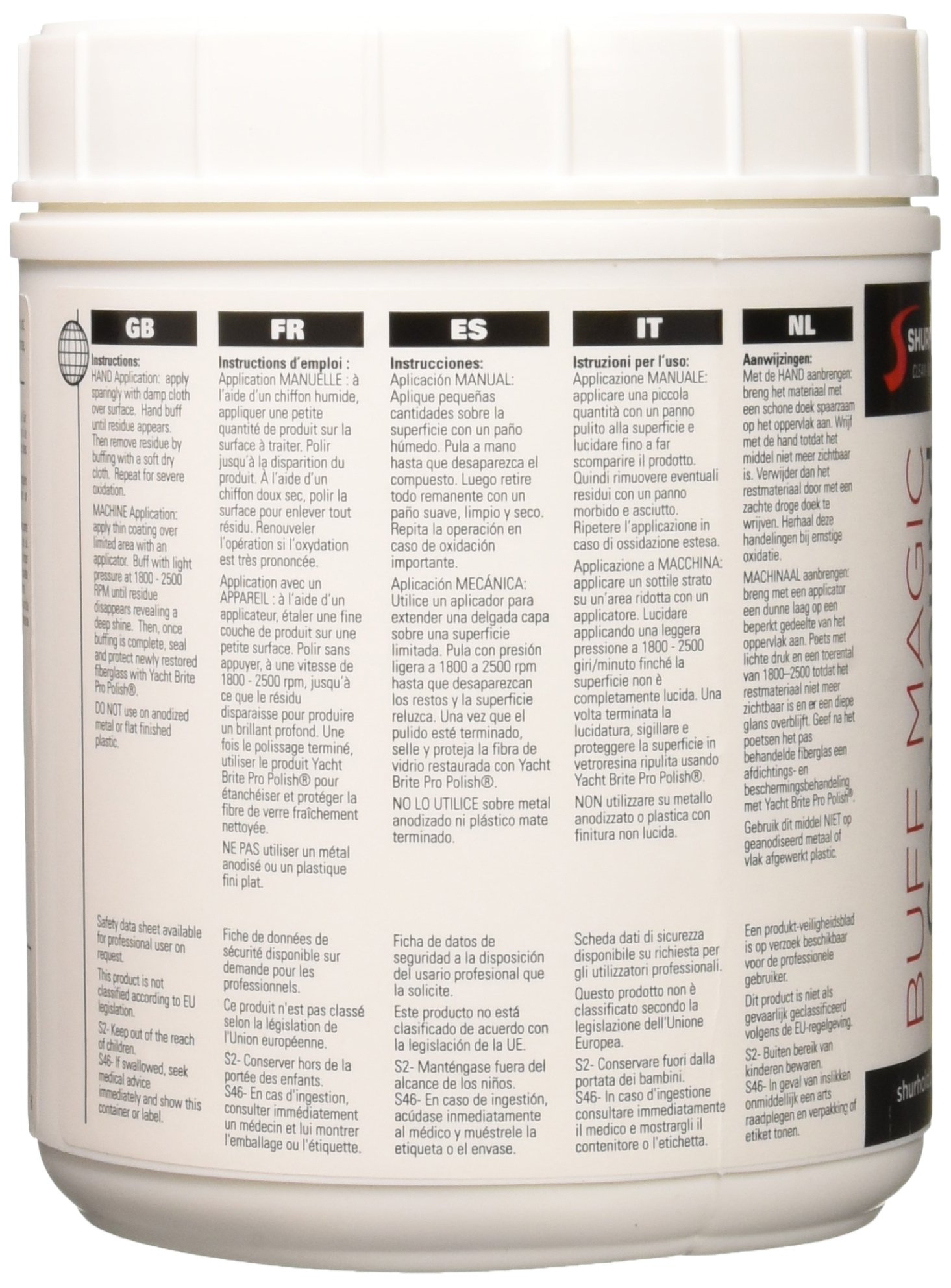 Shurhold Buff Magic Compound Surface Reconditioner & Metal Polish - 4LB Jar for Boats, Cars & RVs - Restores Shine & Removes Oxidation