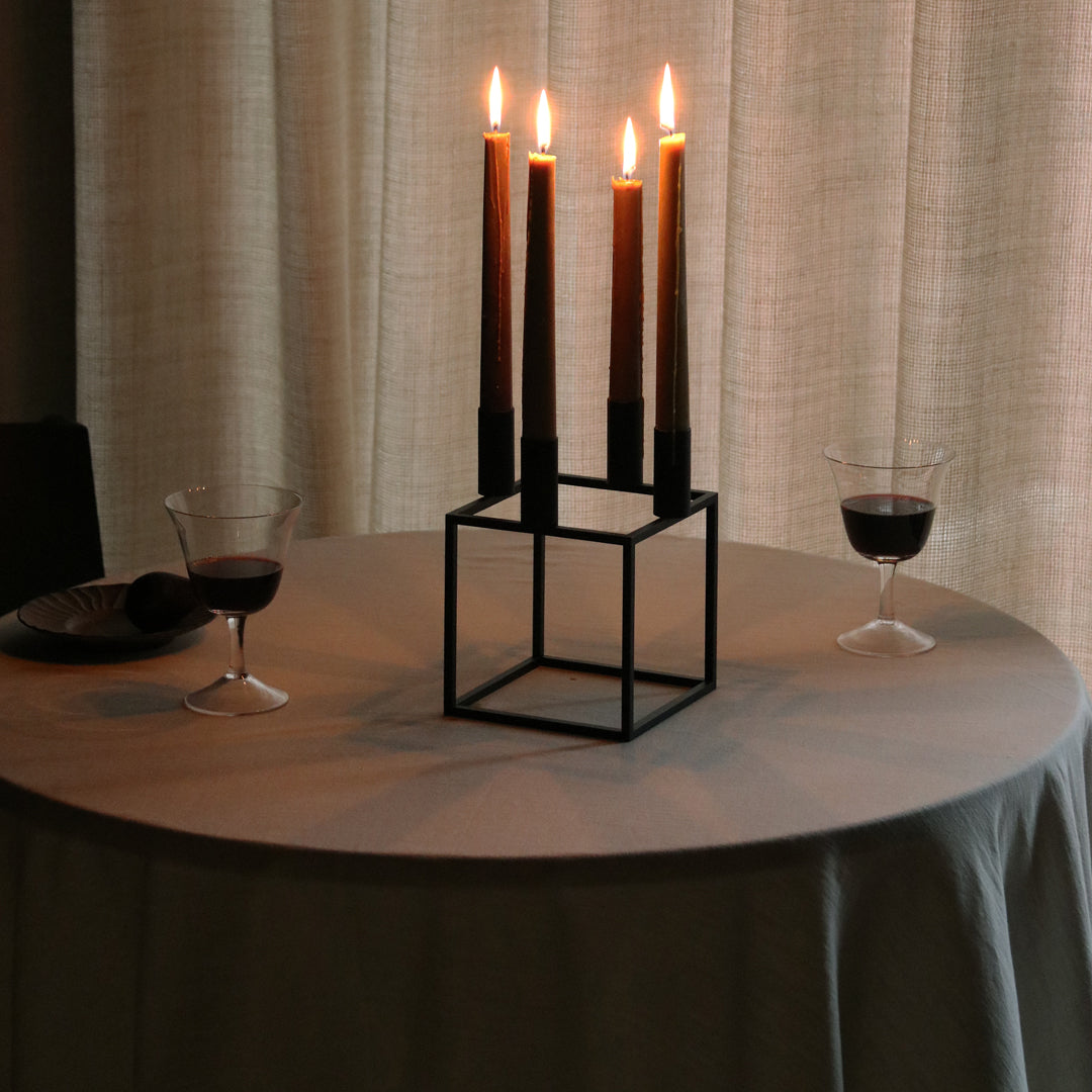 Kubus 4 Modern Candle Holders - Elegant Glass Tealight Centerpiece for Home Decor, Wedding, Dining Table & Romantic Ambiance