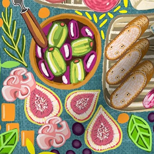 Antipasto Charcuterie Board Printed Satin Fabric by The Yard - Premium Spoonflower Material for Sewing, Apparel, Fashion, Blankets & Home Decor - Perfect for DIY Projects, Table Runners, and Kitchen Decorations
