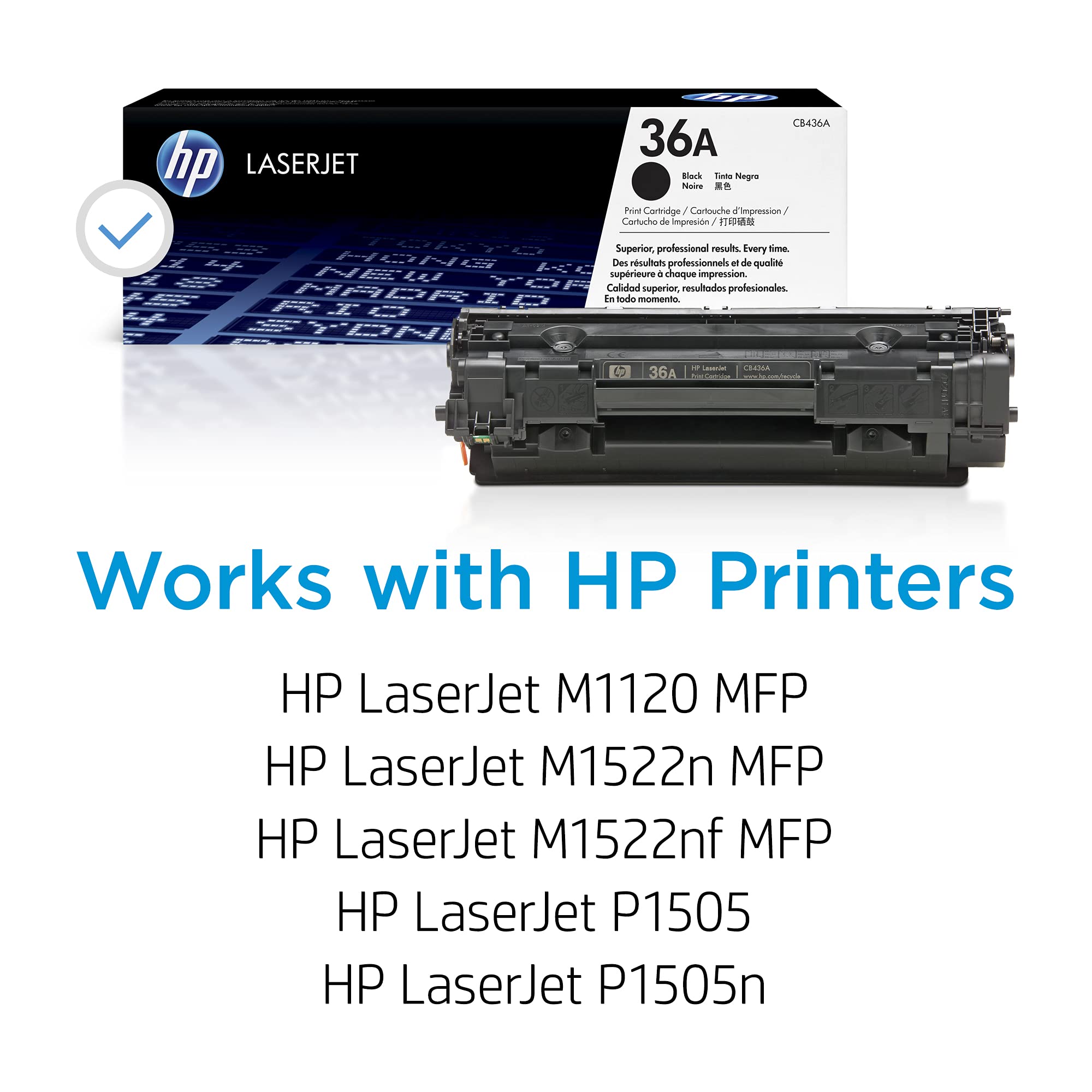 HP 36A Black Toner Cartridge (CB436A) - Compatible with HP LaserJet M1120, M1522, P1505 Series | High-Yield Printing for Office & Home Use