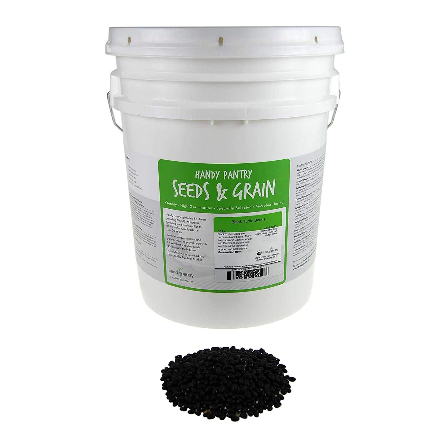 Organic Black Turtle Beans - 35 Lb Bulk (Black Beans/Spanish Black Beans) - Perfect for Sprouting, Cooking & Food Storage - Ideal for Vegan Recipes, Mexican Dishes & Emergency Preparedness