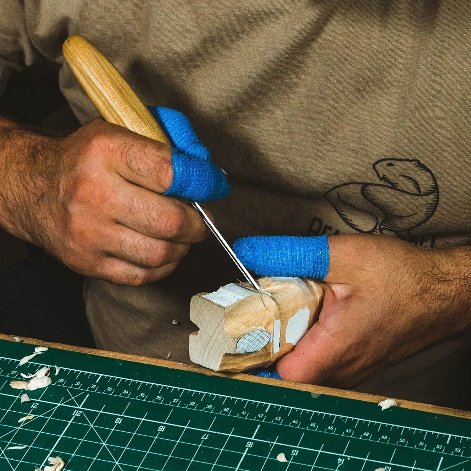 Cut Resistant Adhesive Wrap Tape for Wood Carving & Whittling - Safety Grip Protection - Single Roll - Ideal for DIY Woodworking, Crafting, and Outdoor Projects