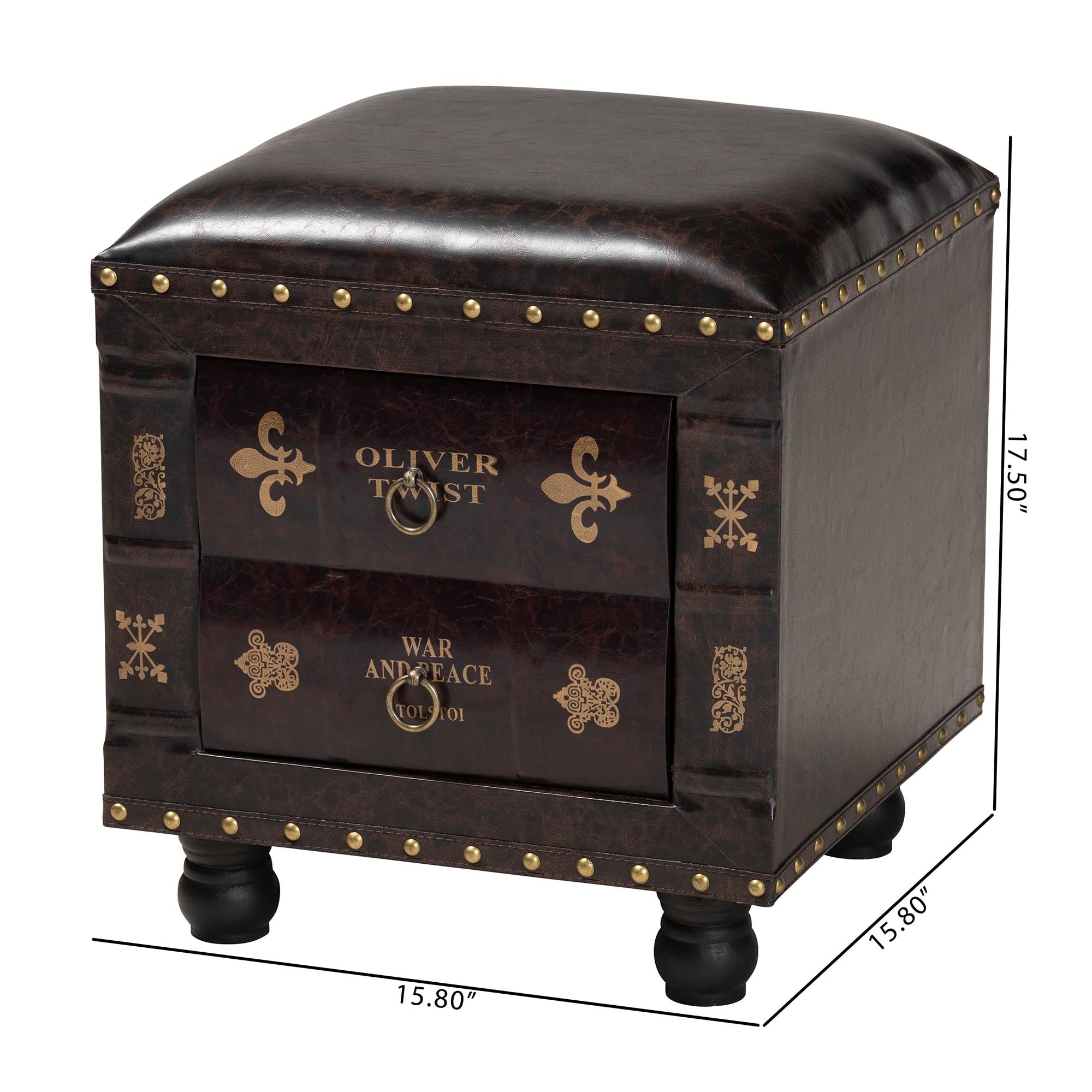 Baxton Studio Dark Brown Ottoman - Modern Footrest & Extra Seating for Living Room, Bedroom & Office - One Size Fits All