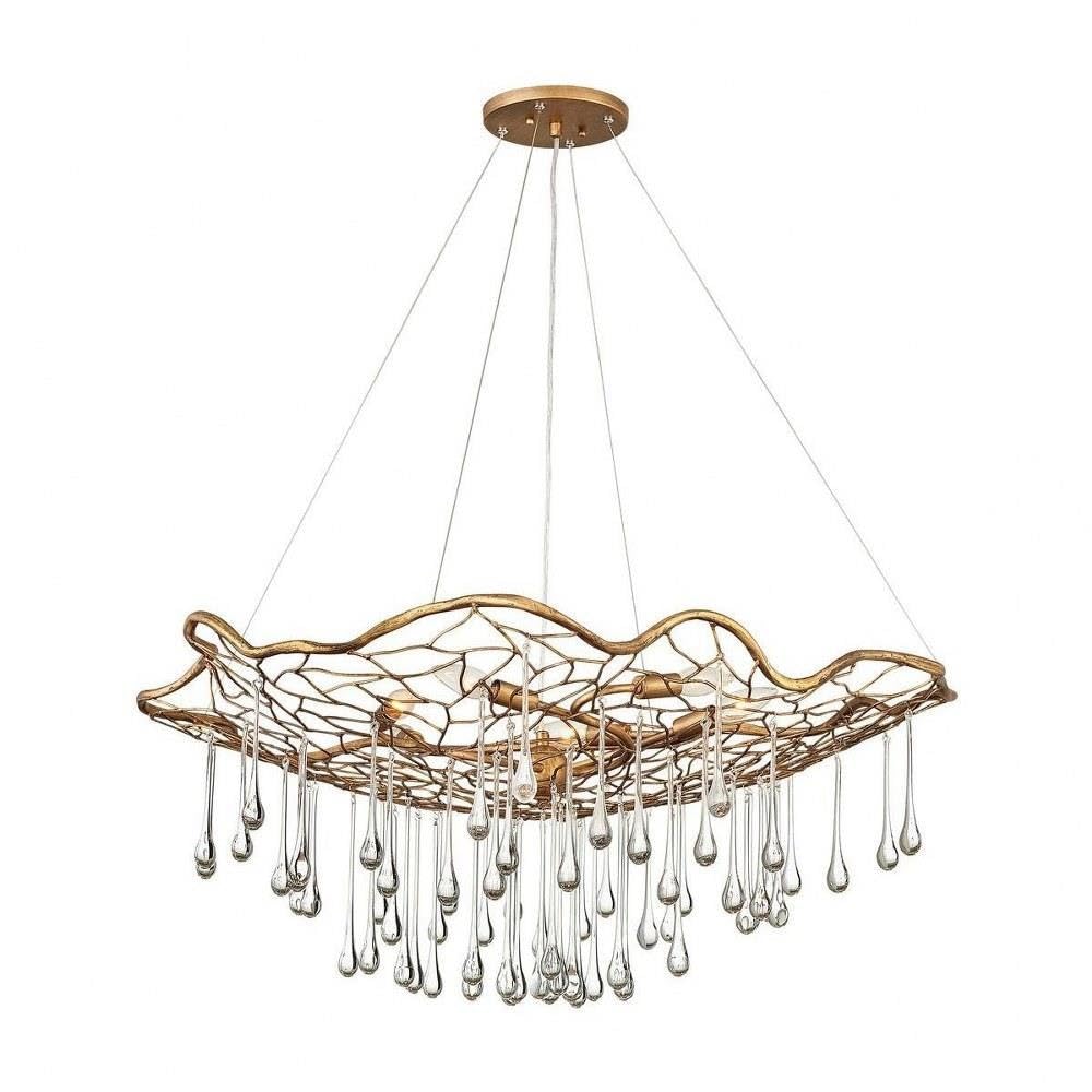 Bohemian Modern 6-Light Chandelier in Burnished Gold - Elegant Ceiling Lighting Fixture for Dining Room, Bedroom & Living Room Decor | 81-Bel-3088193