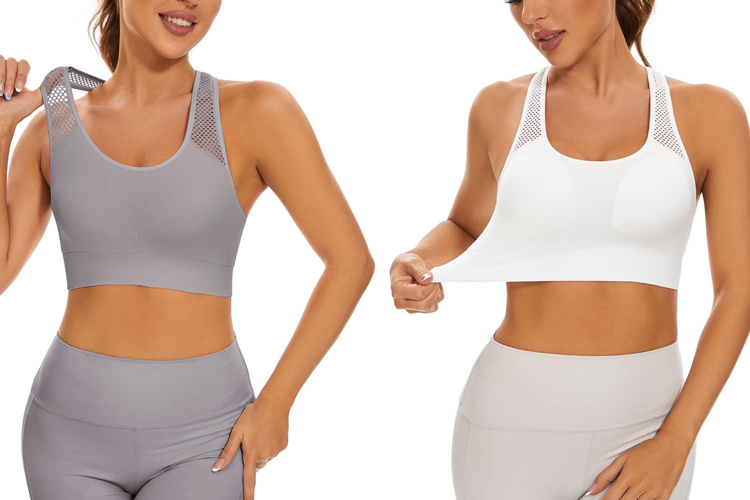 SEGRILA Women's High Support Sports Bra - Padded Racerback Workout Top with Breathable Mesh Straps for Yoga, Running, Gym & Fitness Training