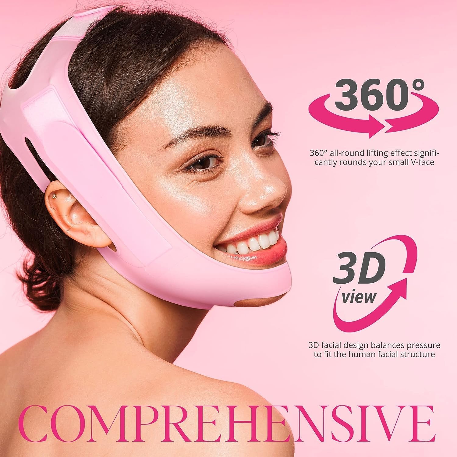 Drivanto V Line Face Mask - Silicone Double Chin Reducer & Chin Up Strap for Women & Men - Slimming & Contouring for a Defined Jawline - Perfect for Daily Use, Workouts, and Beauty Routines