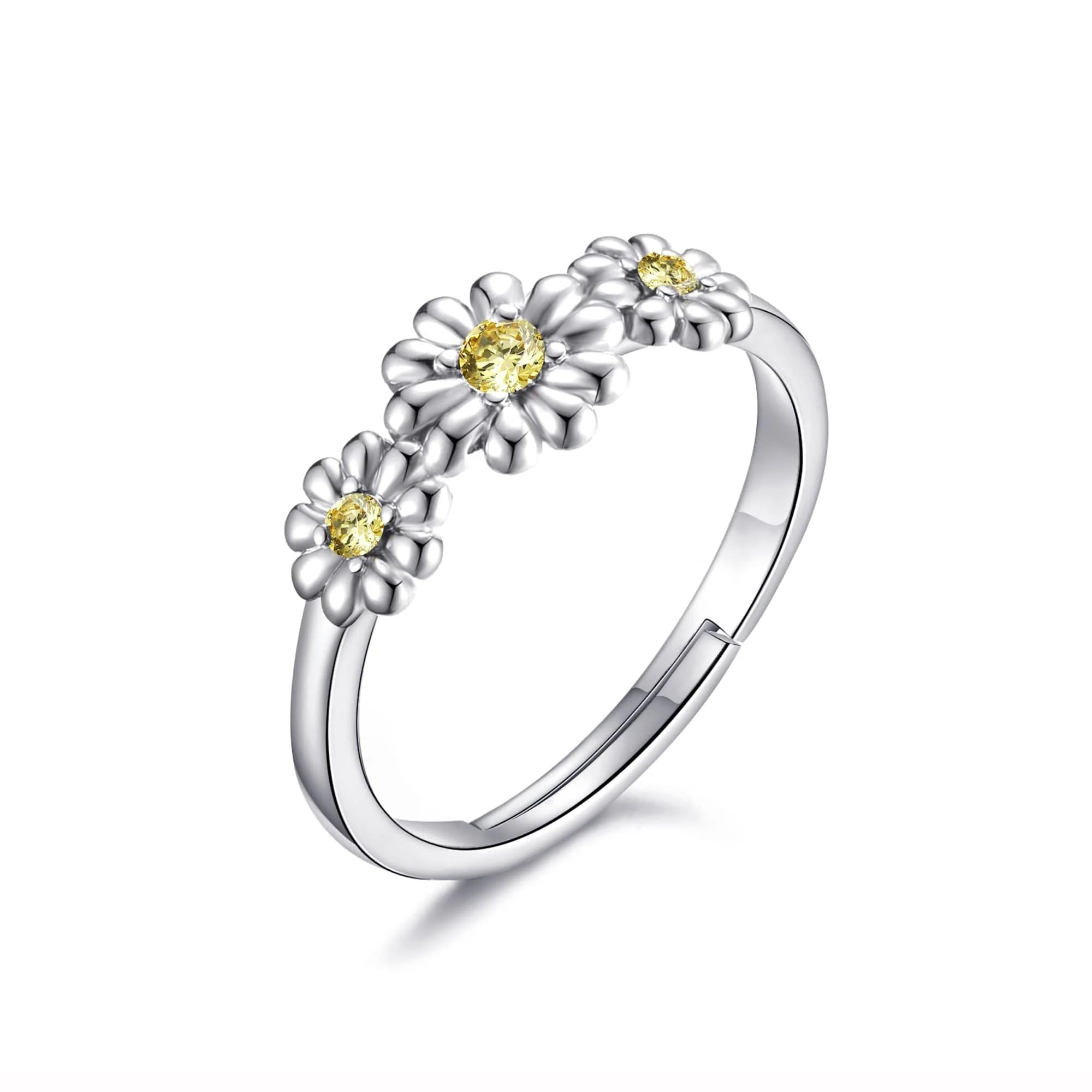 Philip Jones Zircondia Crystal Daisy Ring - Adjustable & Elegant for Parties & Weddings