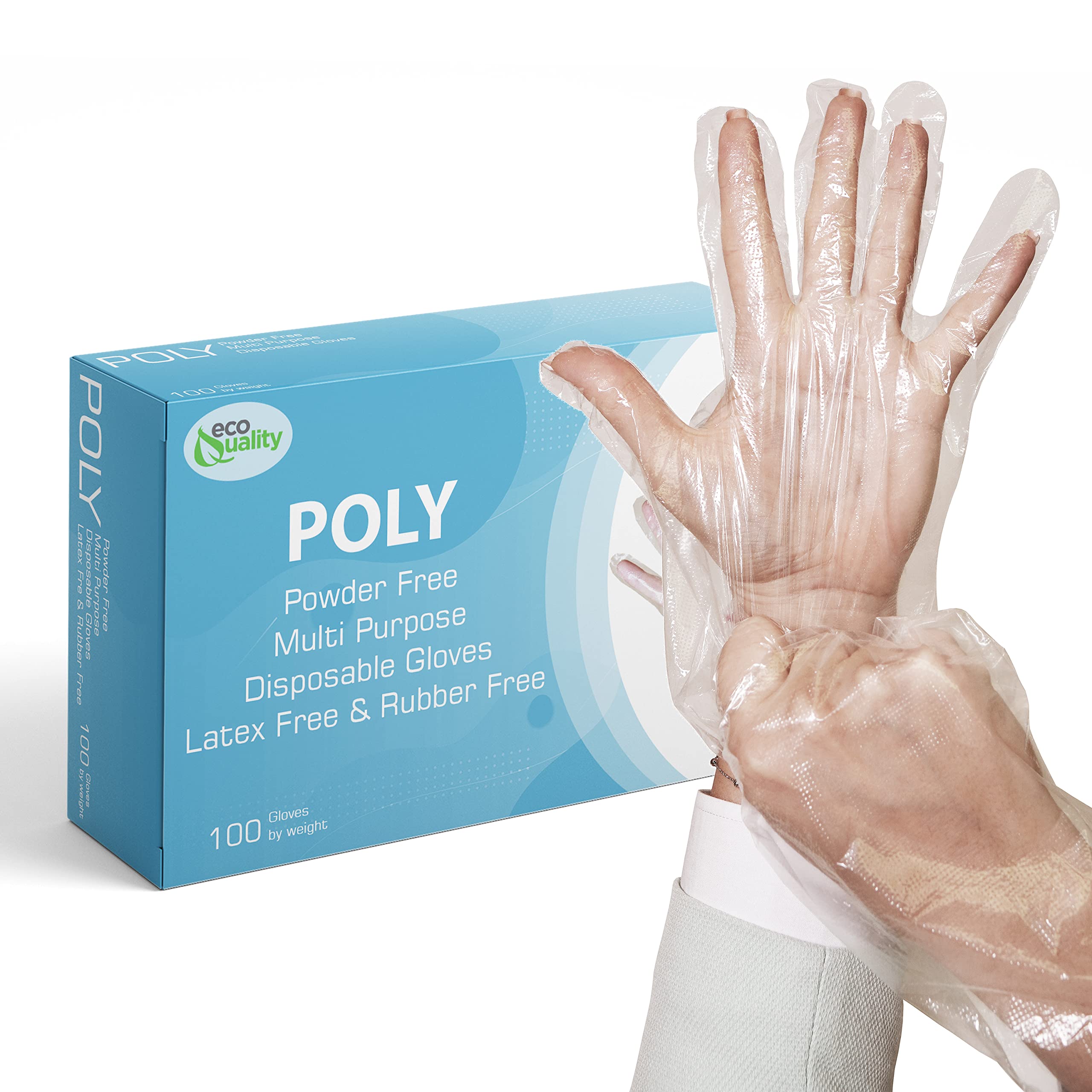 EcoQuality Disposable Food Prep Gloves - 2500 Count Plastic Food Safe Poly Gloves for Cooking, Baking, Cleaning & Food Service | One Size Fits Most | FDA Approved | Perfect for Restaurants, Catering & Home Kitchens