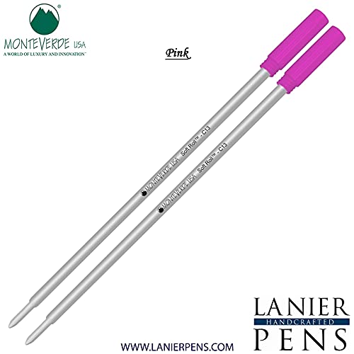 Monteverde Soft Roll Ballpoint Ink Refill 2-Pack - C13 Paste Refill Compatible with Cross Style Pens - Medium Tip 0.7mm Pink - Perfect for Office, School & Everyday Writing Needs