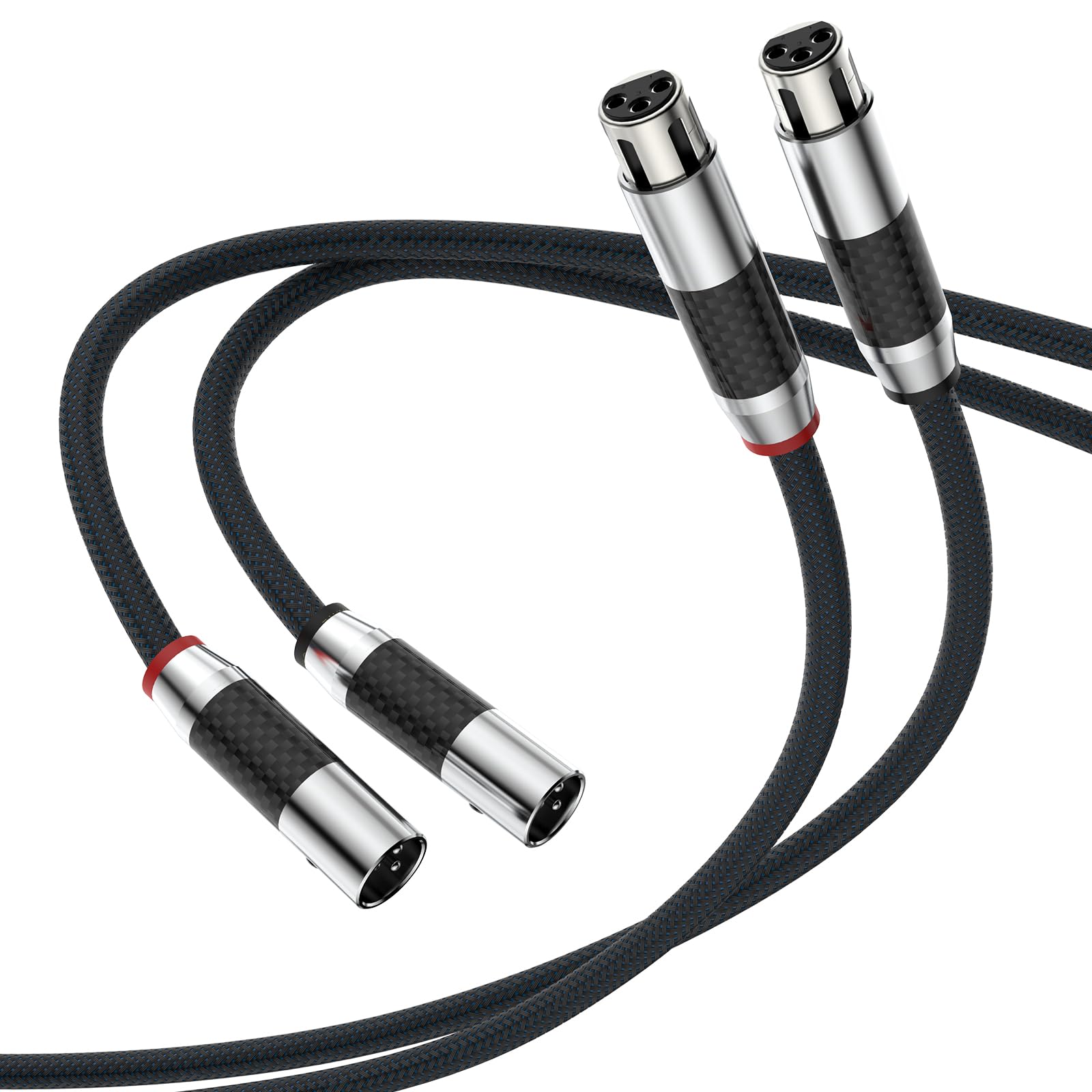 Premium XLR Male to Female Balanced Audio Cable - 3-Pin HiFi Microphone Cable for Studio Recording, Live Sound & DJ Equipment (2m/6.56ft) - Perfect for Professional Audio Interfaces, Mixers & PA Systems
