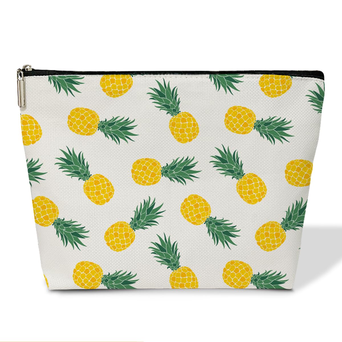 Pineapple Makeup Bag for Women - Small Aesthetic Cosmetic Pouch, Travel Toiletry Bag & Skincare Organizer - Perfect for Purse, Gym, Vacation & Everyday Use (JRM625)