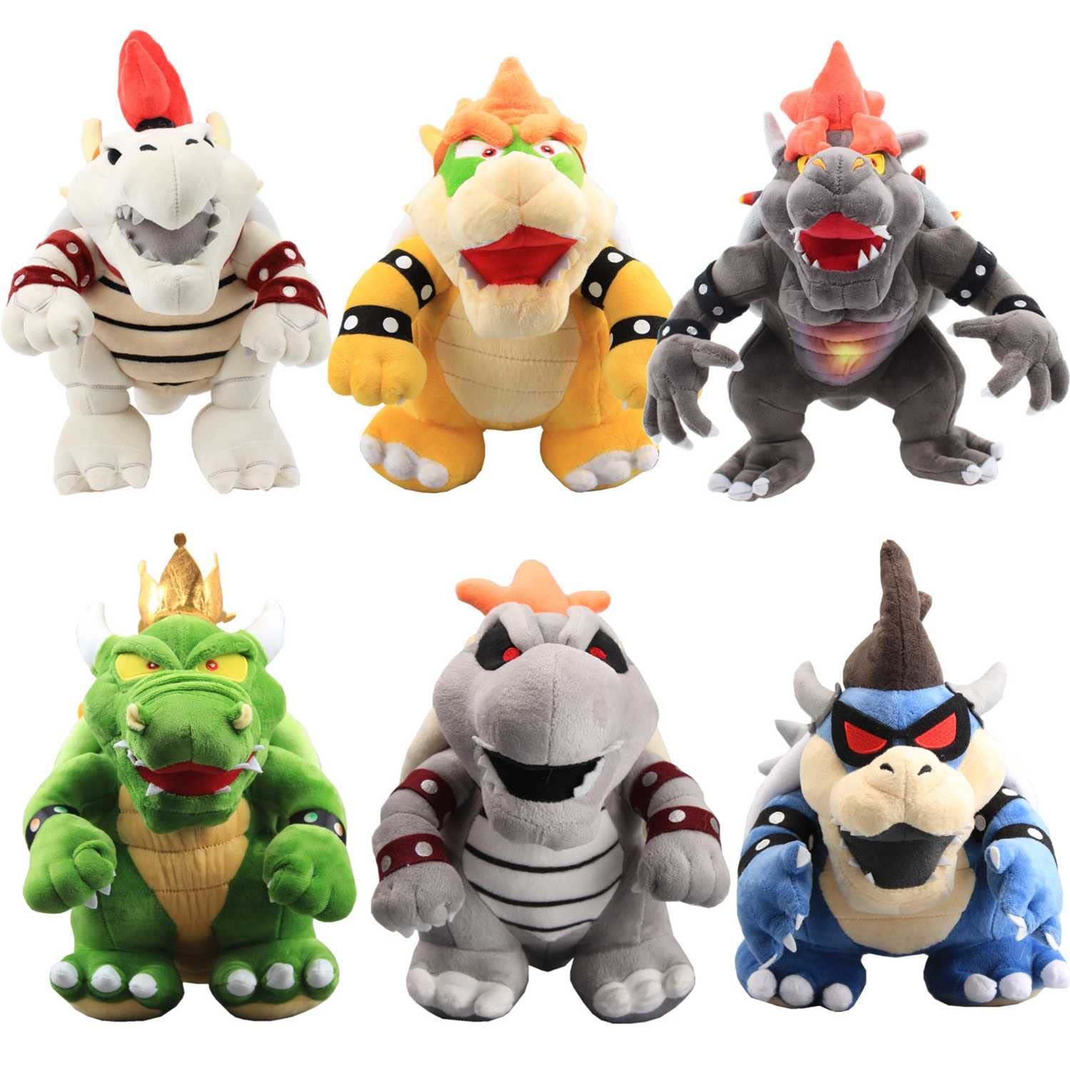 6pcs King Bowser Fury Dark Dry Bowser Koopa Plush Toys - Super Mario Stuffed Animals Dolls for Kids, Collectors & Gamers - Perfect for Gifts, Room Decor & Gaming Enthusiasts