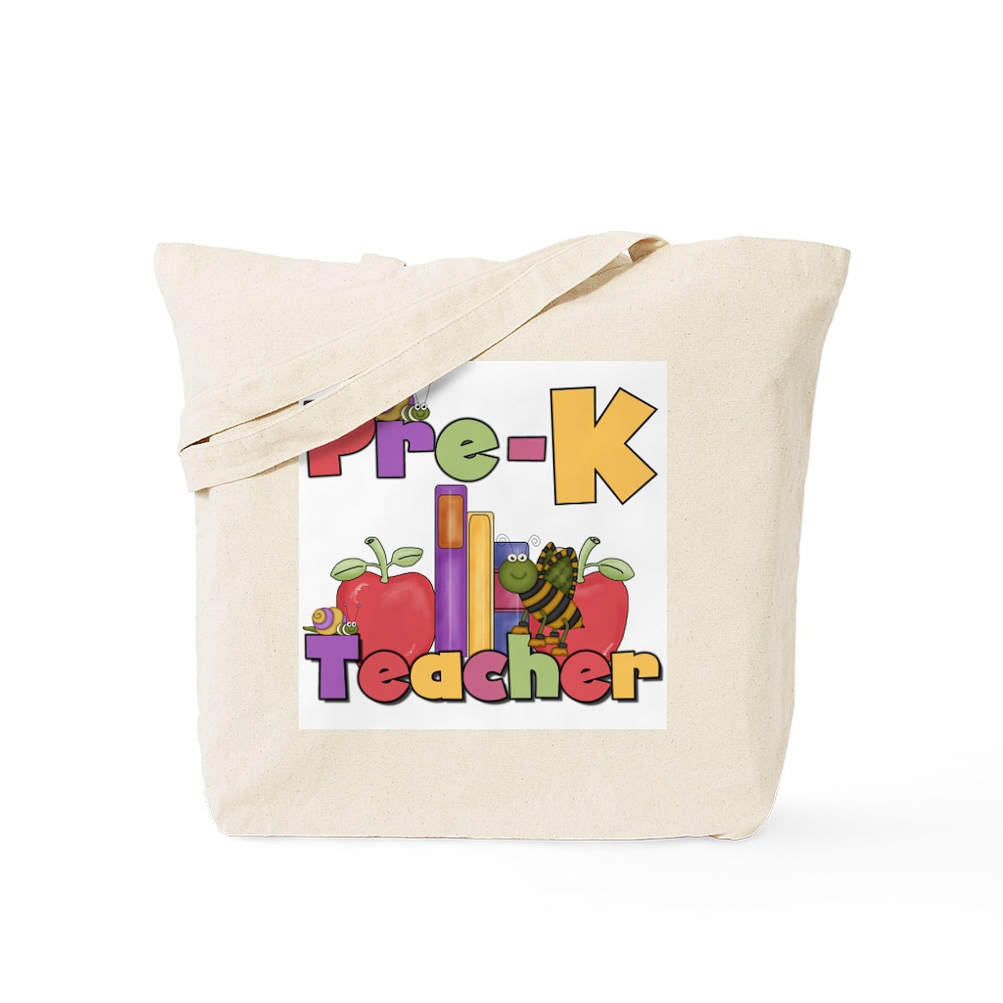 Preschool Teacher Tote Bag - Natural Canvas Reusable Shopping Bag for Teachers, Daycare & School - Eco-Friendly Grocery Tote for Work, Errands & Everyday Use