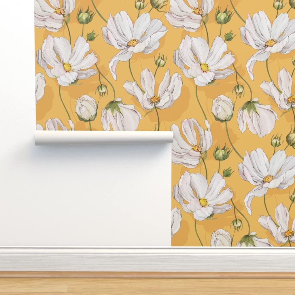 Peel & Stick Wallpaper 9ft x 2ft - Watercolor Daisy Floral Spring Botanical Removable Wallpaper | Perfect for Bedroom, Nursery & Home Decor