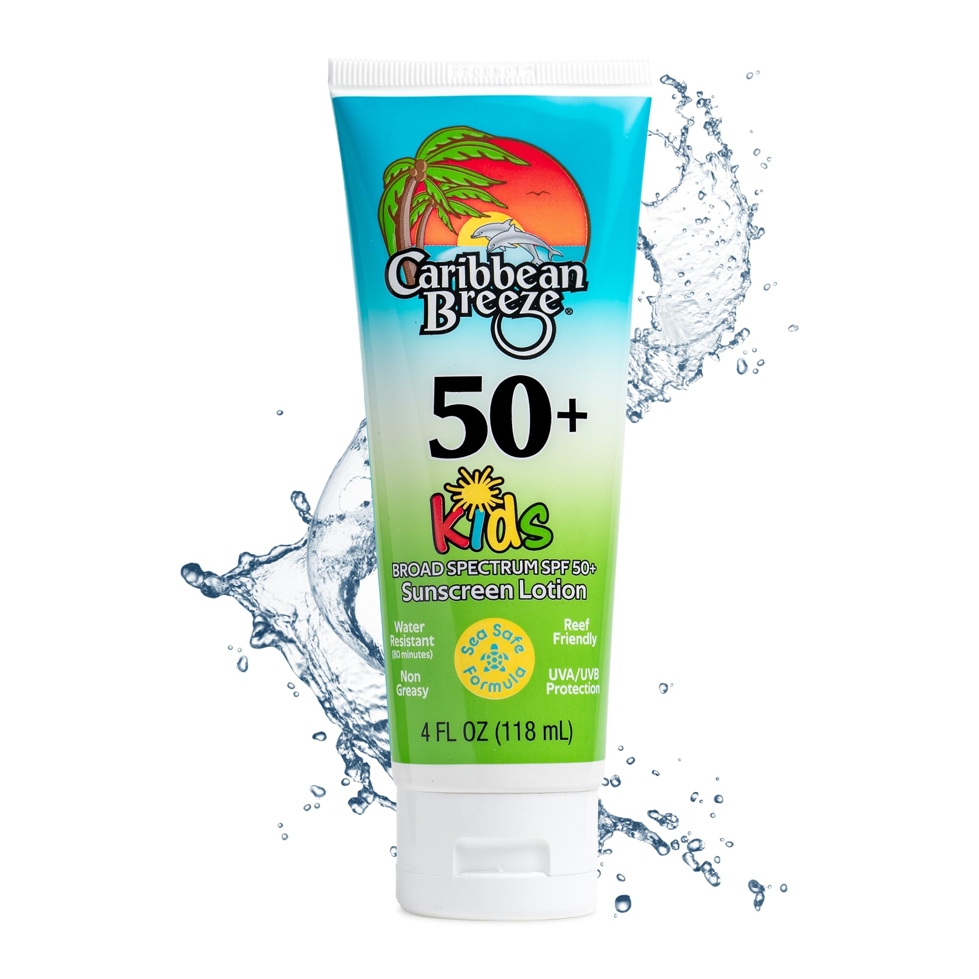 Reef Safe Kids Sunscreen SPF 50 - Mango Lime Scented Face & Body Sunscreen for Children | Water Resistant 80 Minutes | 4oz (120ml) | Perfect for Beach, Pool & Outdoor Activities