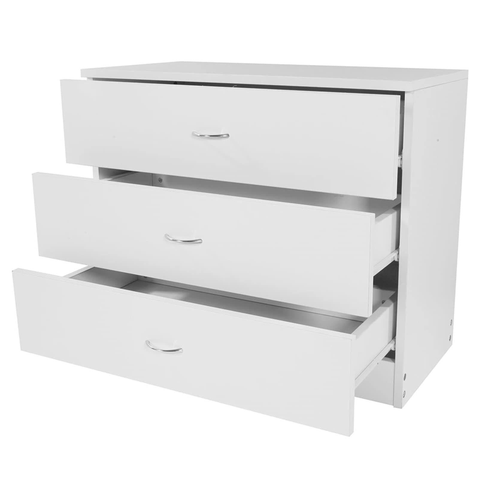 Modern Simple 3-Drawer Dresser White - Mushugu GT3-DL Storage Chest for Bedroom, Living Room & Nursery Organization