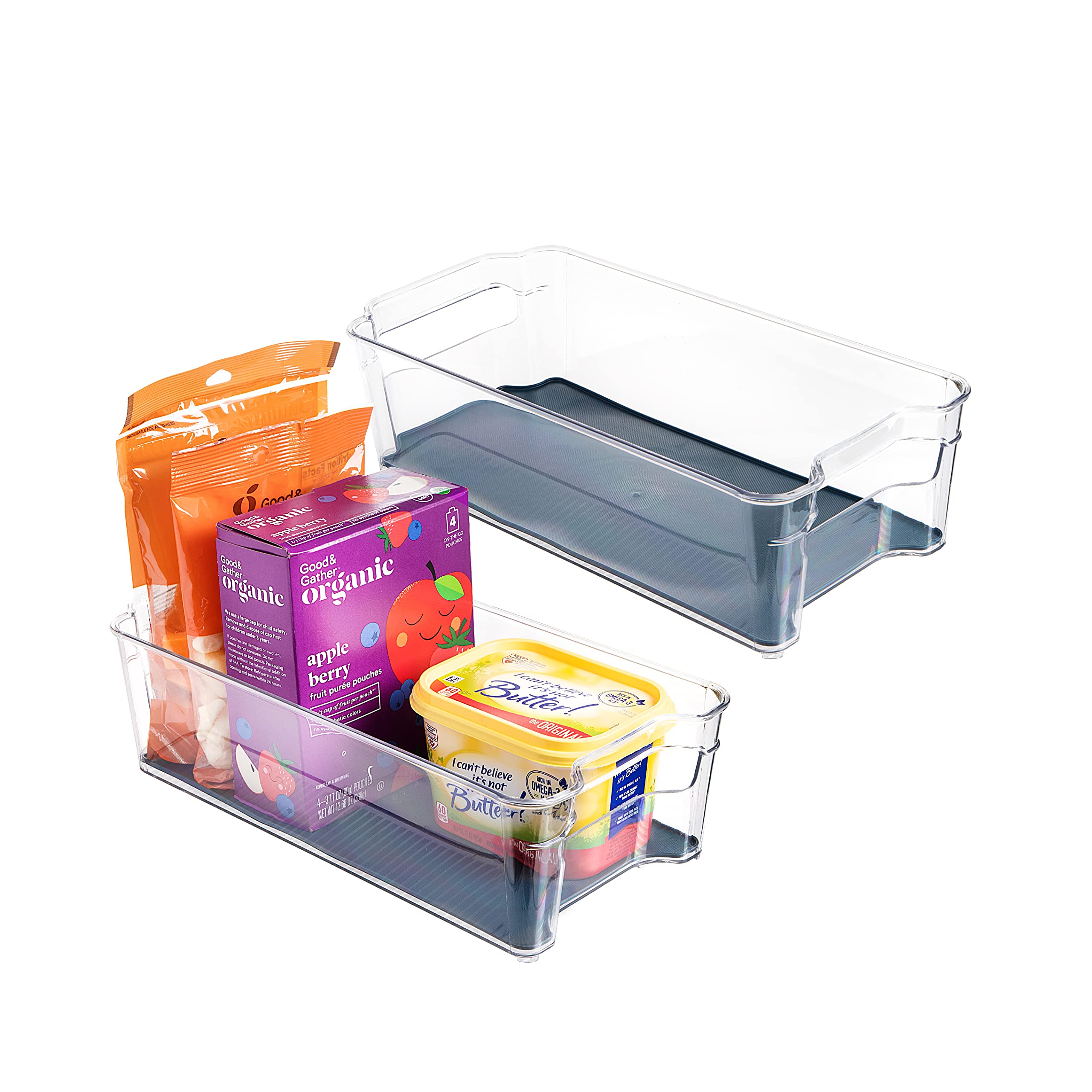 Clear Refrigerator Organizer Bins - 2 Pack Medium (6