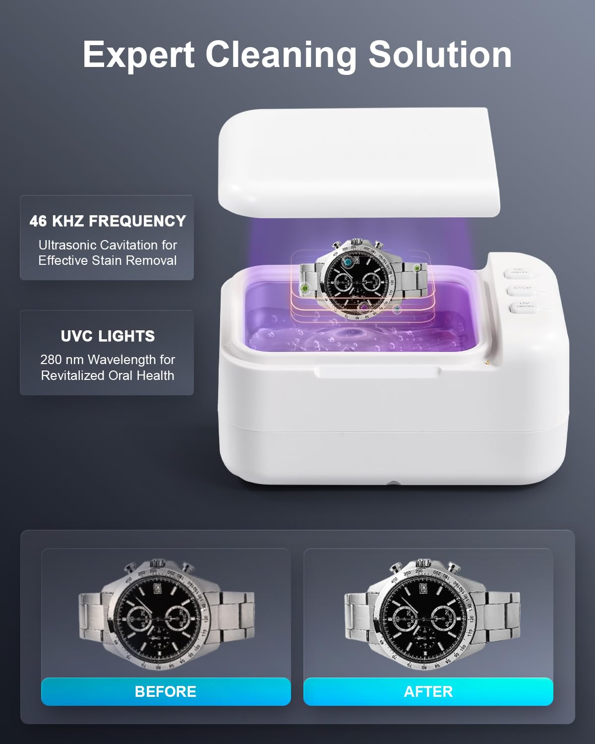 CREWORKS 200ml Ultrasonic Jewelry Cleaner Machine - 46Khz Ultrasound Cleaning Pod for Gold, Silver, Rings, Earrings, Watches & Coins | Portable Mini Sonic Cleaner for Jewelry, Toys & Small Items | Perfect for Home, Travel & Professional Jewelry Care